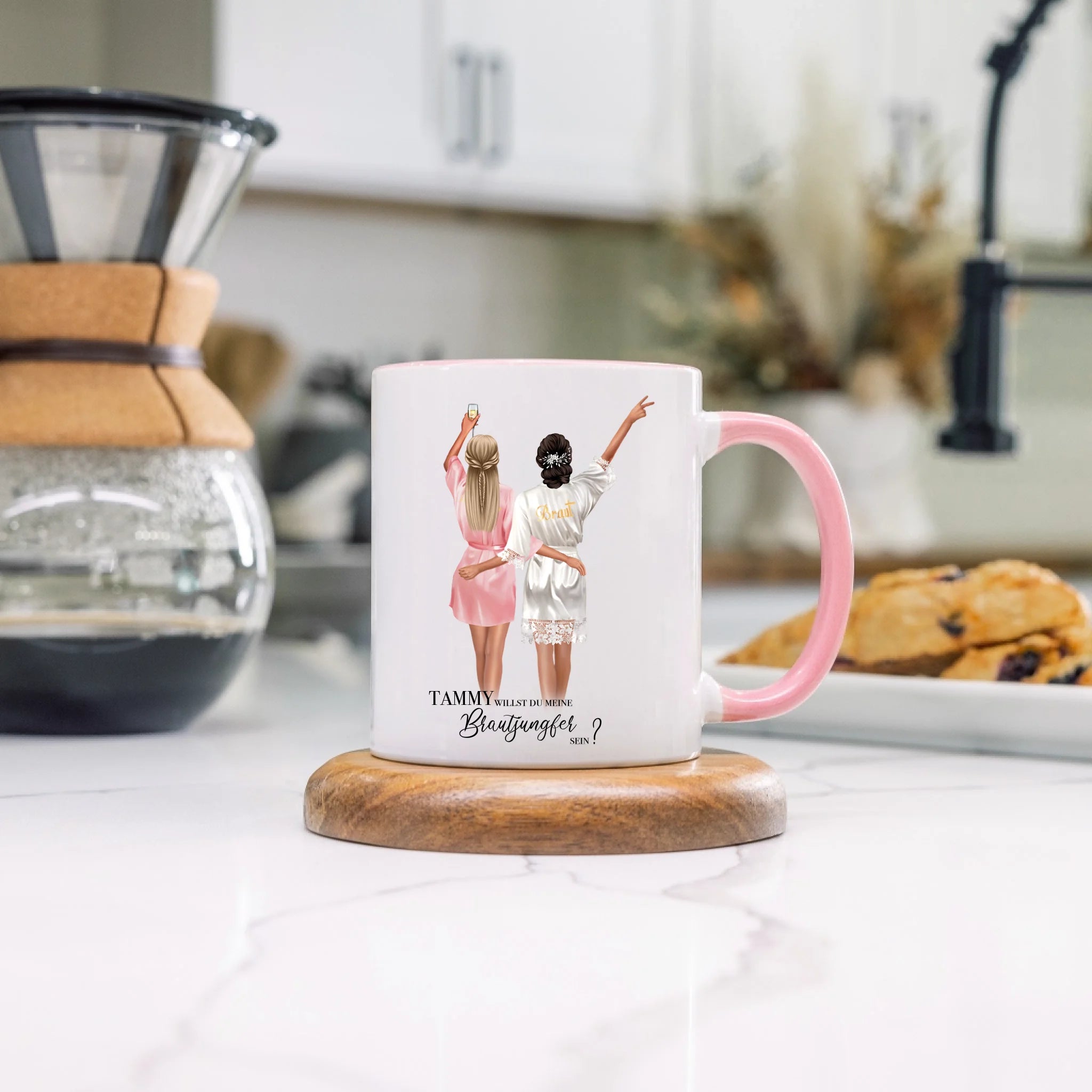 Tasse Brautjungfer Geschenk, Braut Frage & Danke, Willst du meine Trauzeugin sein, Personalisiert mit Name - Geschenk Freundinnen