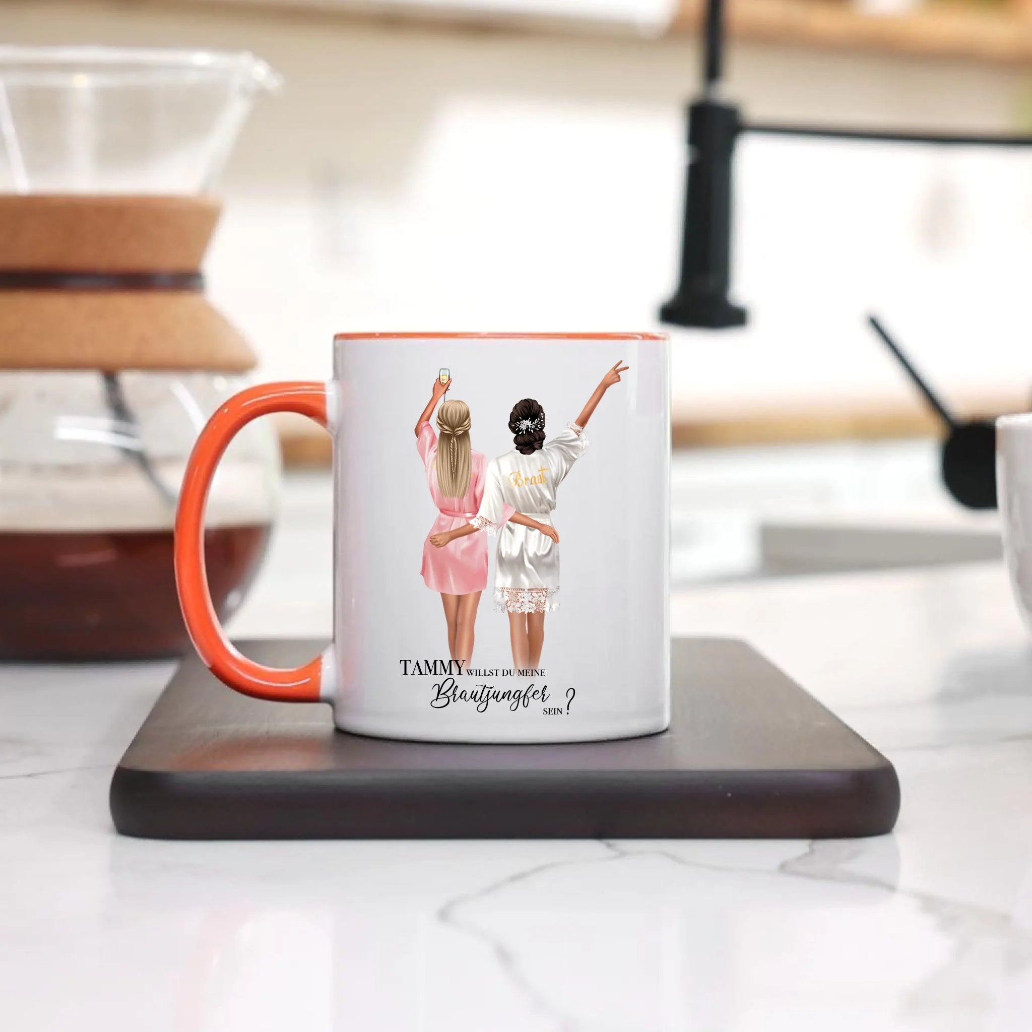 Tasse Brautjungfer Geschenk, Braut Frage & Danke, Willst du meine Trauzeugin sein, Personalisiert mit Name - Geschenk Freundinnen