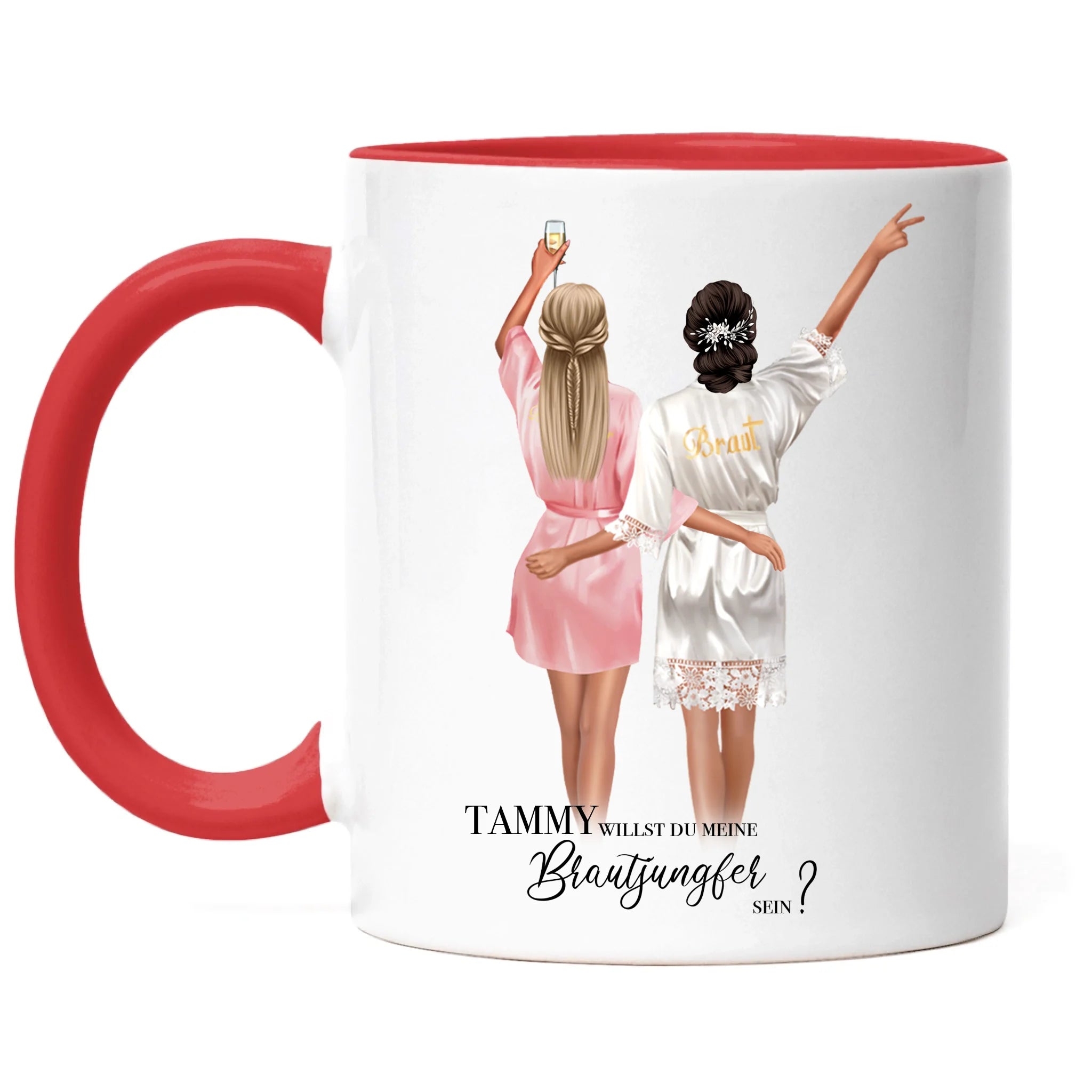 Tasse Brautjungfer Geschenk, Braut Frage & Danke, Willst du meine Trauzeugin sein, Personalisiert mit Name - Geschenk Freundinnen