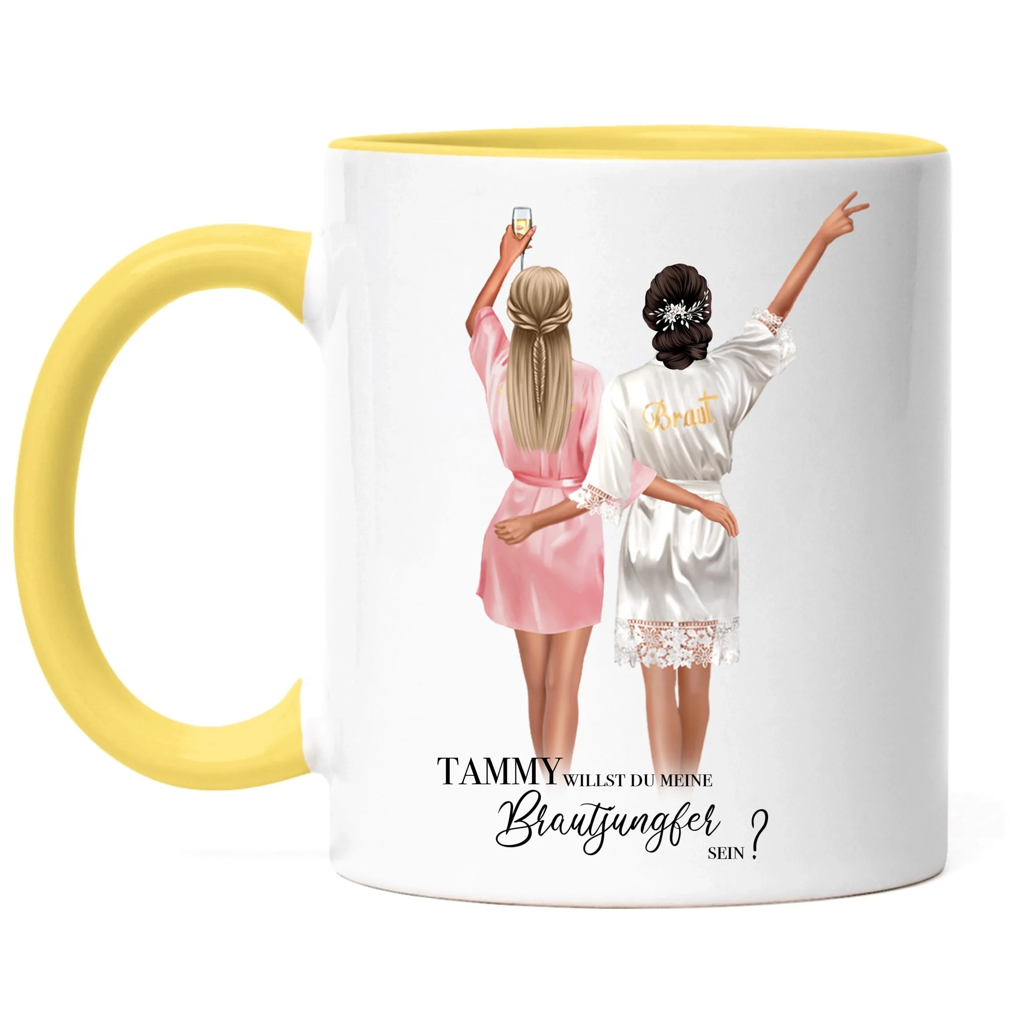 Tasse Brautjungfer Geschenk, Braut Frage & Danke, Willst du meine Trauzeugin sein, Personalisiert mit Name - Geschenk Freundinnen