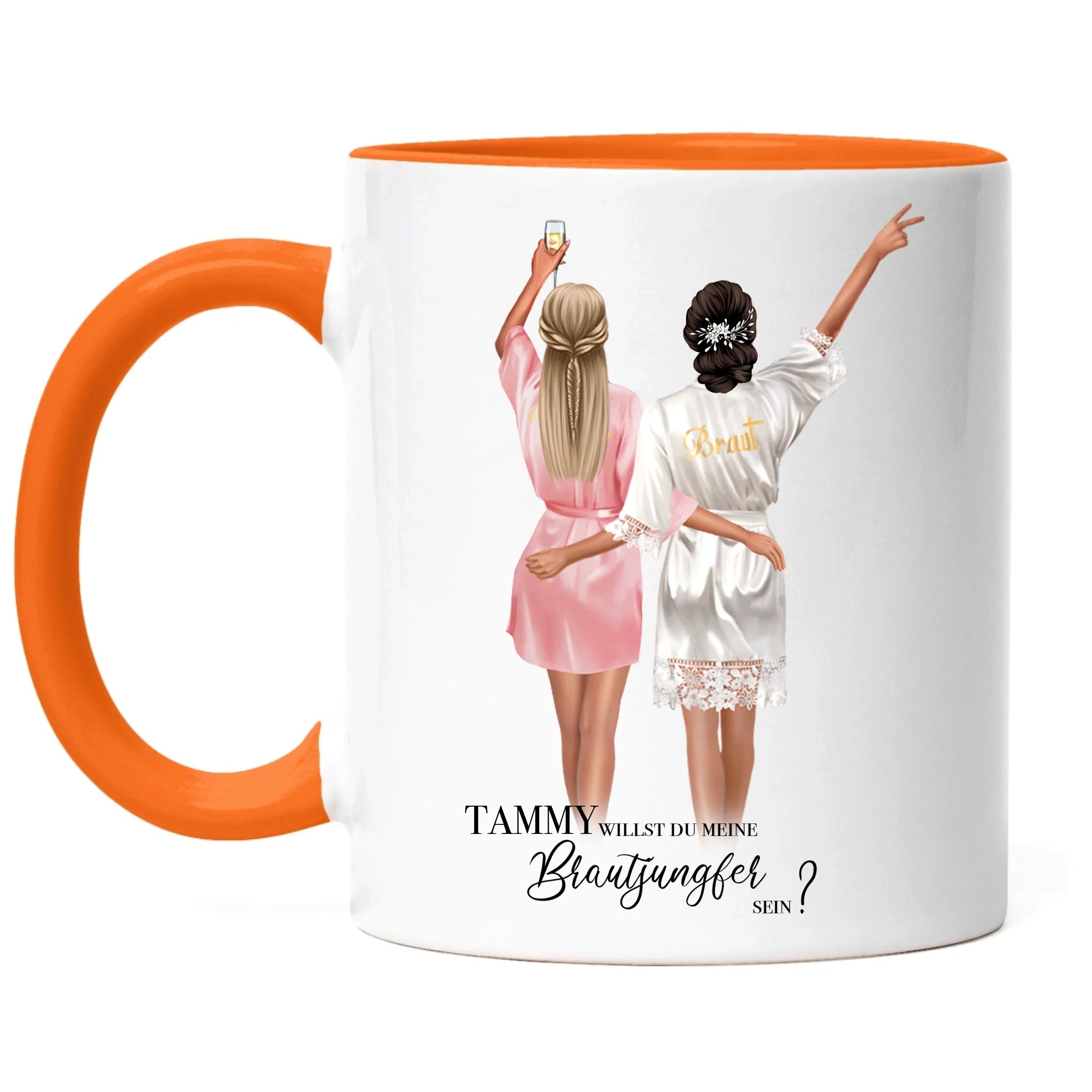 Tasse Brautjungfer Geschenk, Braut Frage & Danke, Willst du meine Trauzeugin sein, Personalisiert mit Name - Geschenk Freundinnen