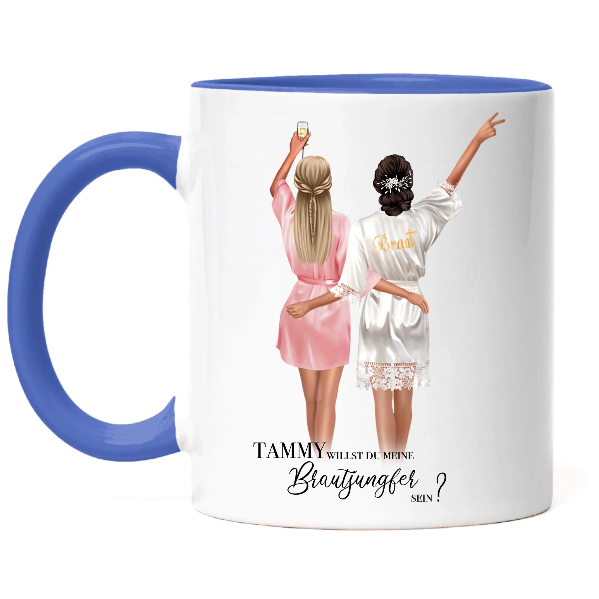 Tasse Brautjungfer Geschenk, Braut Frage & Danke, Willst du meine Trauzeugin sein, Personalisiert mit Name - Geschenk Freundinnen
