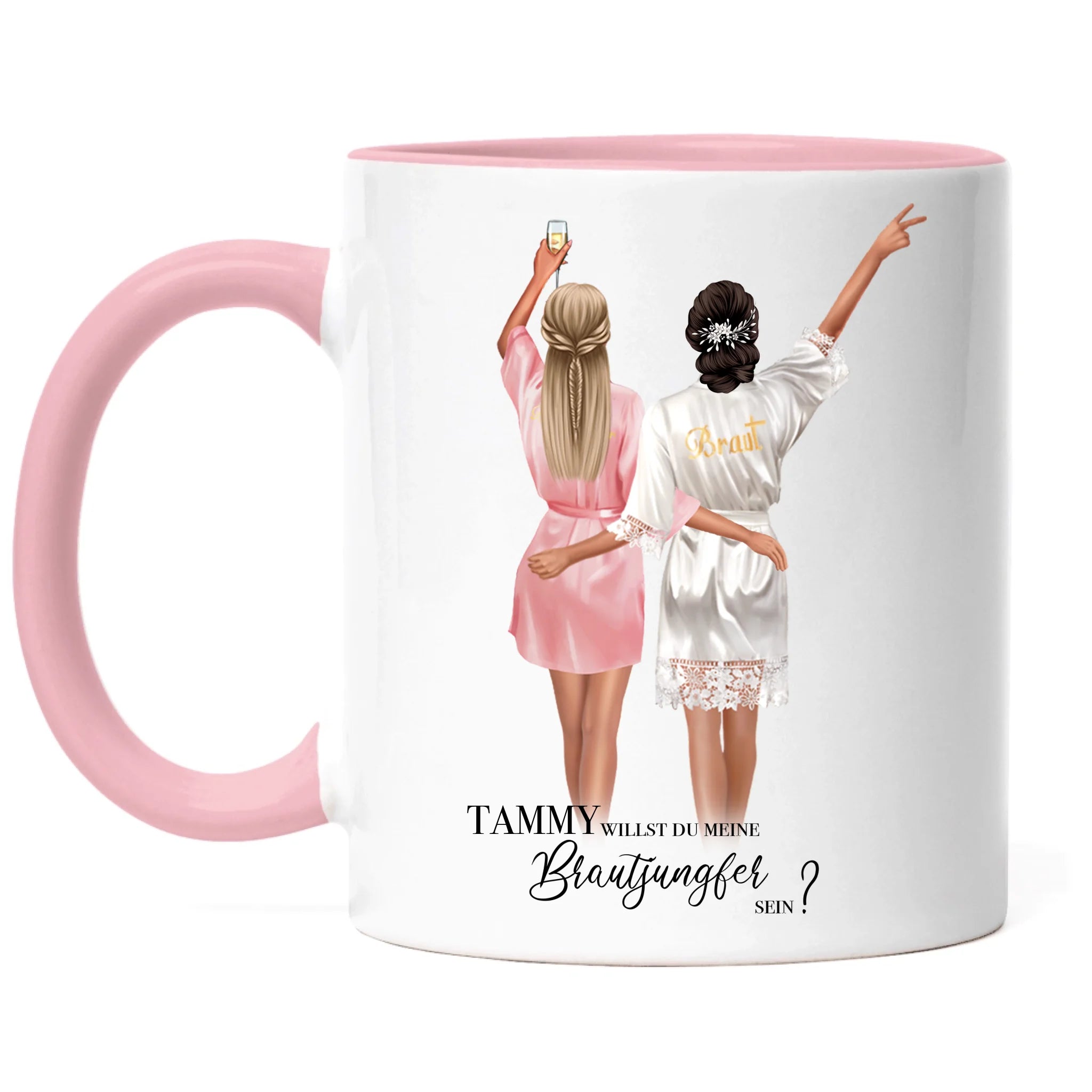 Tasse Brautjungfer Geschenk, Braut Frage & Danke, Willst du meine Trauzeugin sein, Personalisiert mit Name - Geschenk Freundinnen