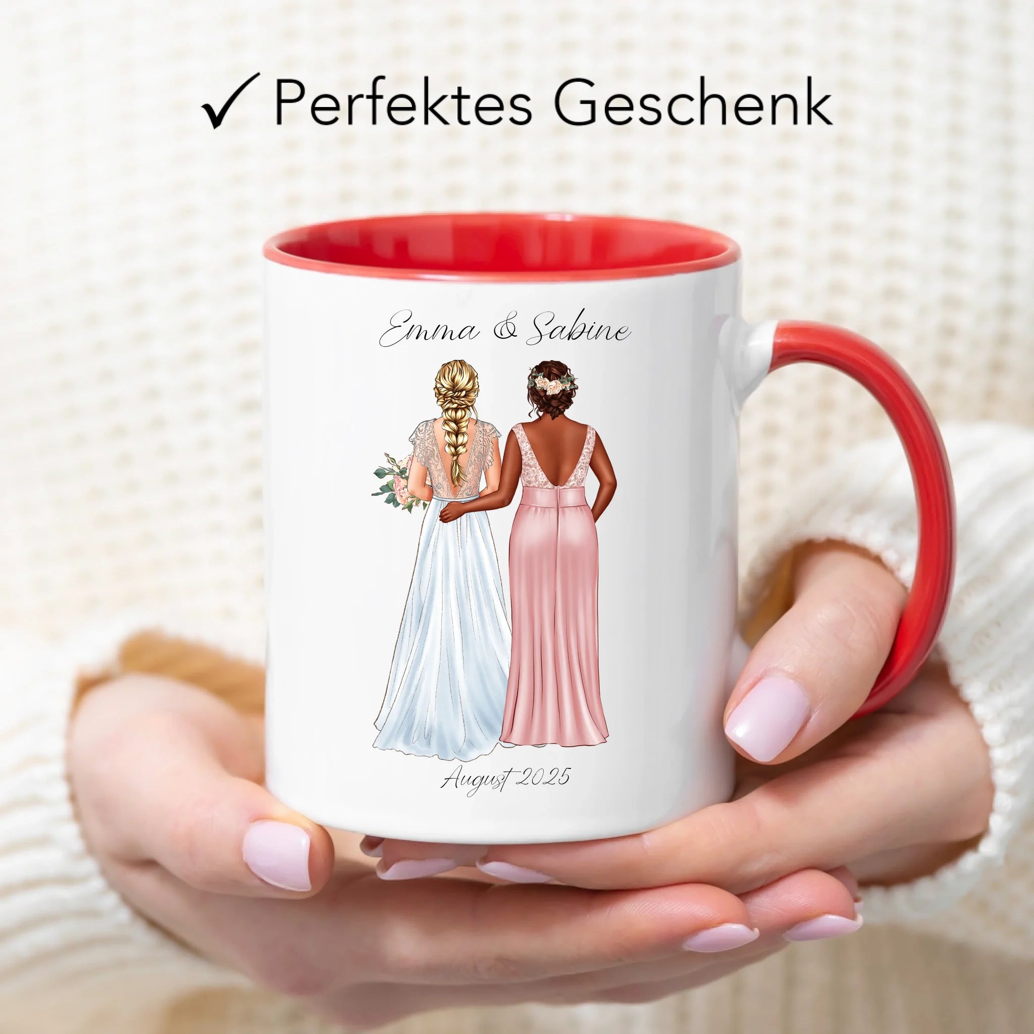 Tasse Trauzeugin Personalisiert mit Name der Braut & Brautjungfer, Frage & Danke-Geschenk für Freundinnen Dankeschön Brautparty & Brautjungfern JGA