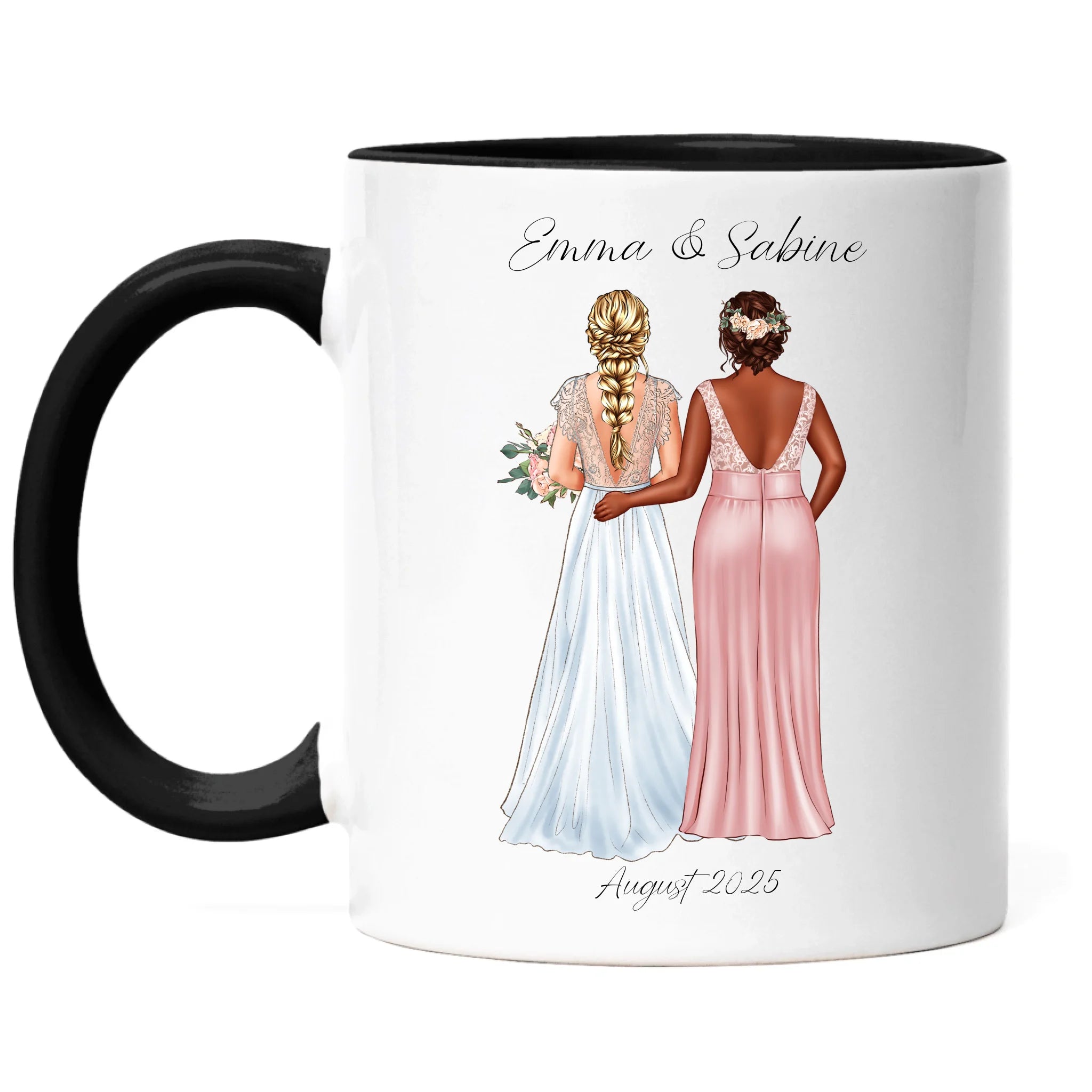 Tasse Trauzeugin Personalisiert mit Name der Braut & Brautjungfer, Frage & Danke-Geschenk für Freundinnen Dankeschön Brautparty & Brautjungfern JGA