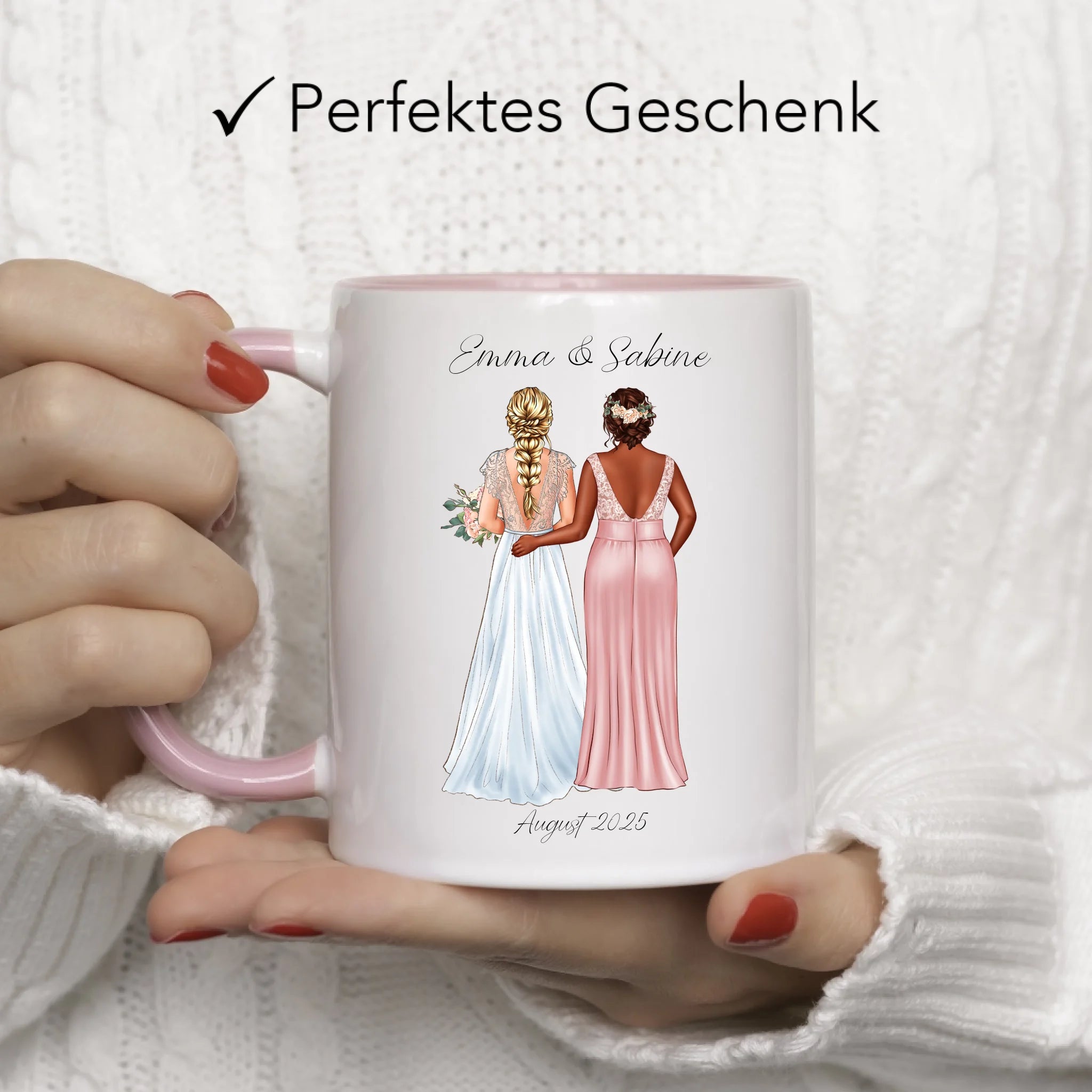 Tasse Trauzeugin Personalisiert mit Name der Braut & Brautjungfer, Frage & Danke-Geschenk für Freundinnen Dankeschön Brautparty & Brautjungfern JGA