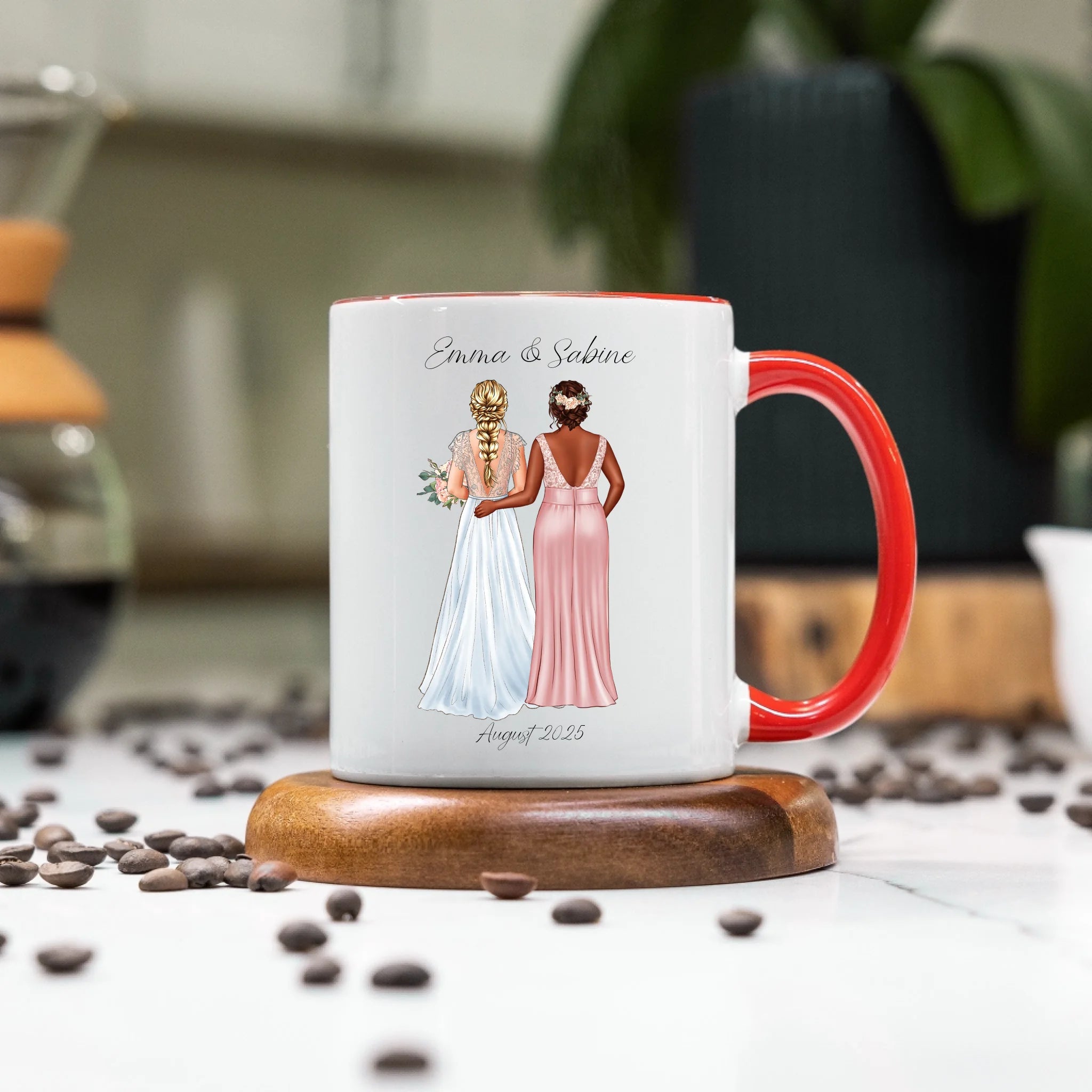 Tasse Trauzeugin Personalisiert mit Name der Braut & Brautjungfer, Frage & Danke-Geschenk für Freundinnen Dankeschön Brautparty & Brautjungfern JGA