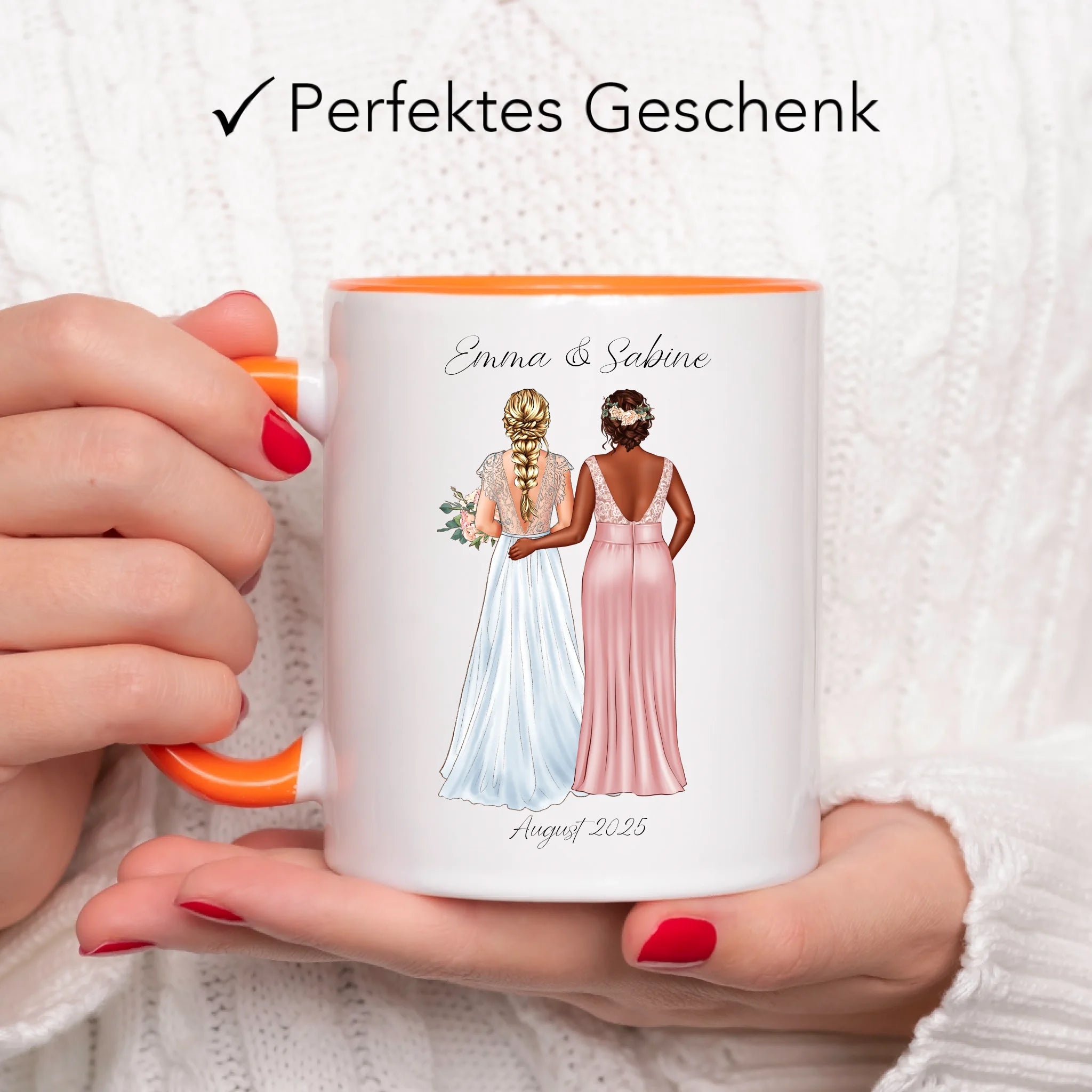 Tasse Trauzeugin Personalisiert mit Name der Braut & Brautjungfer, Frage & Danke-Geschenk für Freundinnen Dankeschön Brautparty & Brautjungfern JGA