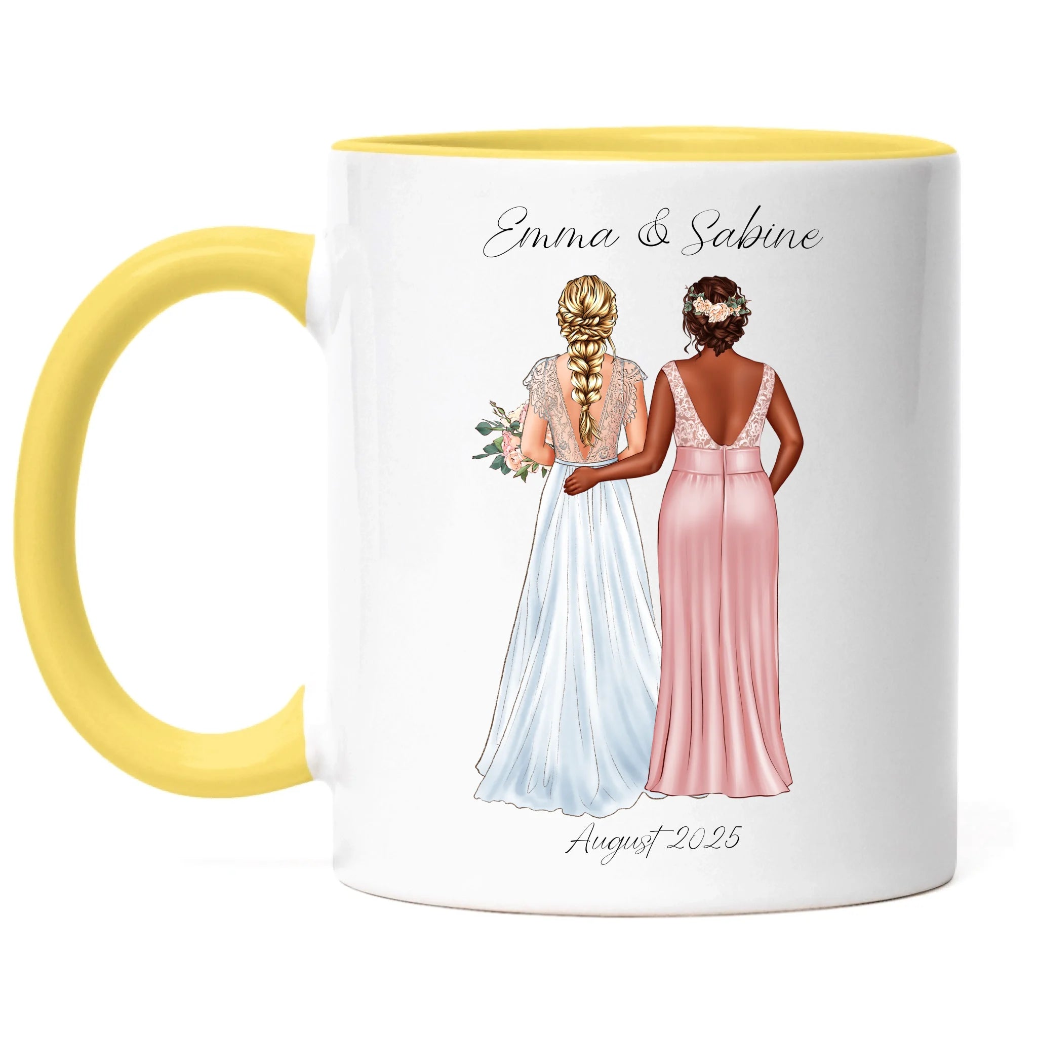 Tasse Trauzeugin Personalisiert mit Name der Braut & Brautjungfer, Frage & Danke-Geschenk für Freundinnen Dankeschön Brautparty & Brautjungfern JGA