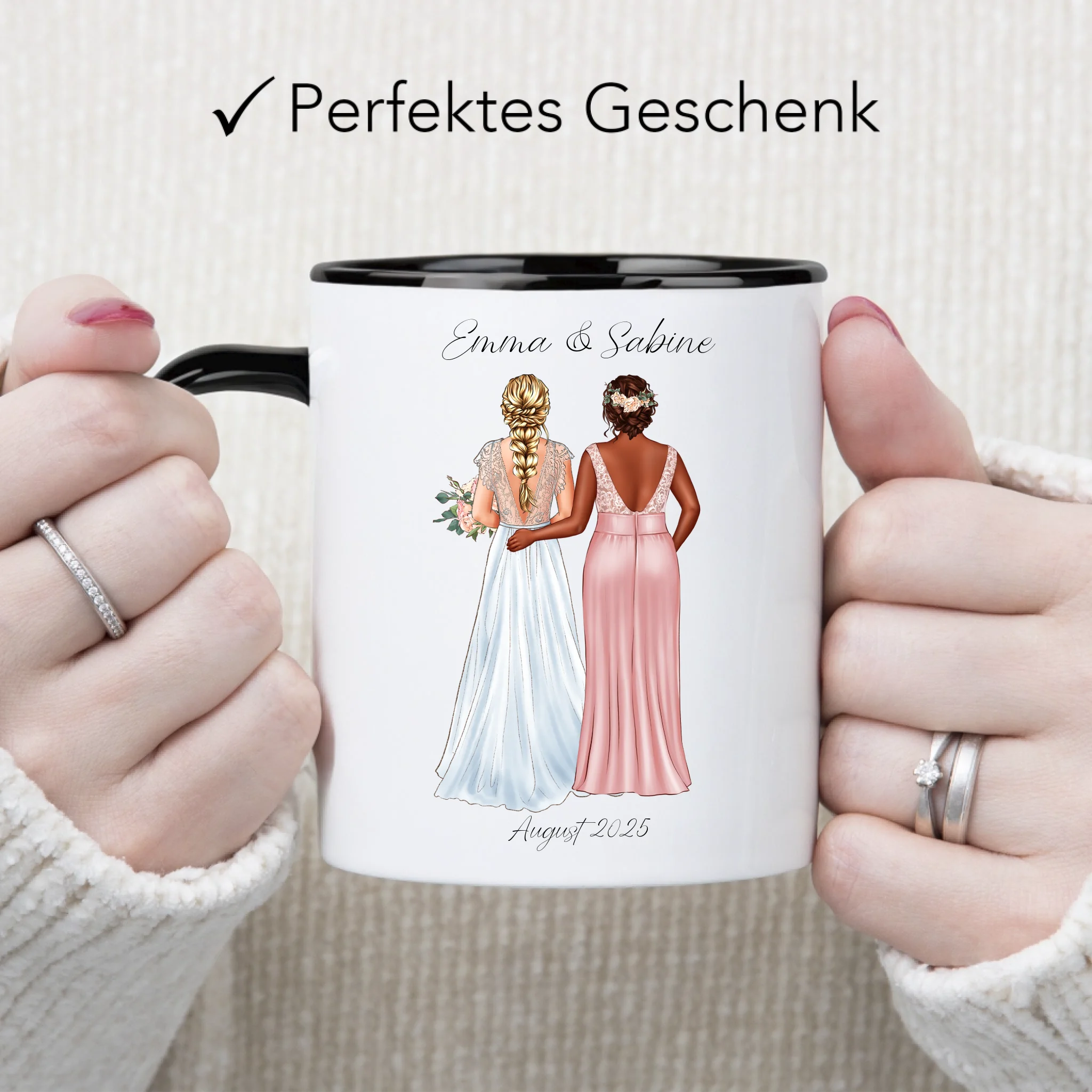 Tasse Trauzeugin Personalisiert mit Name der Braut & Brautjungfer, Frage & Danke-Geschenk für Freundinnen Dankeschön Brautparty & Brautjungfern JGA