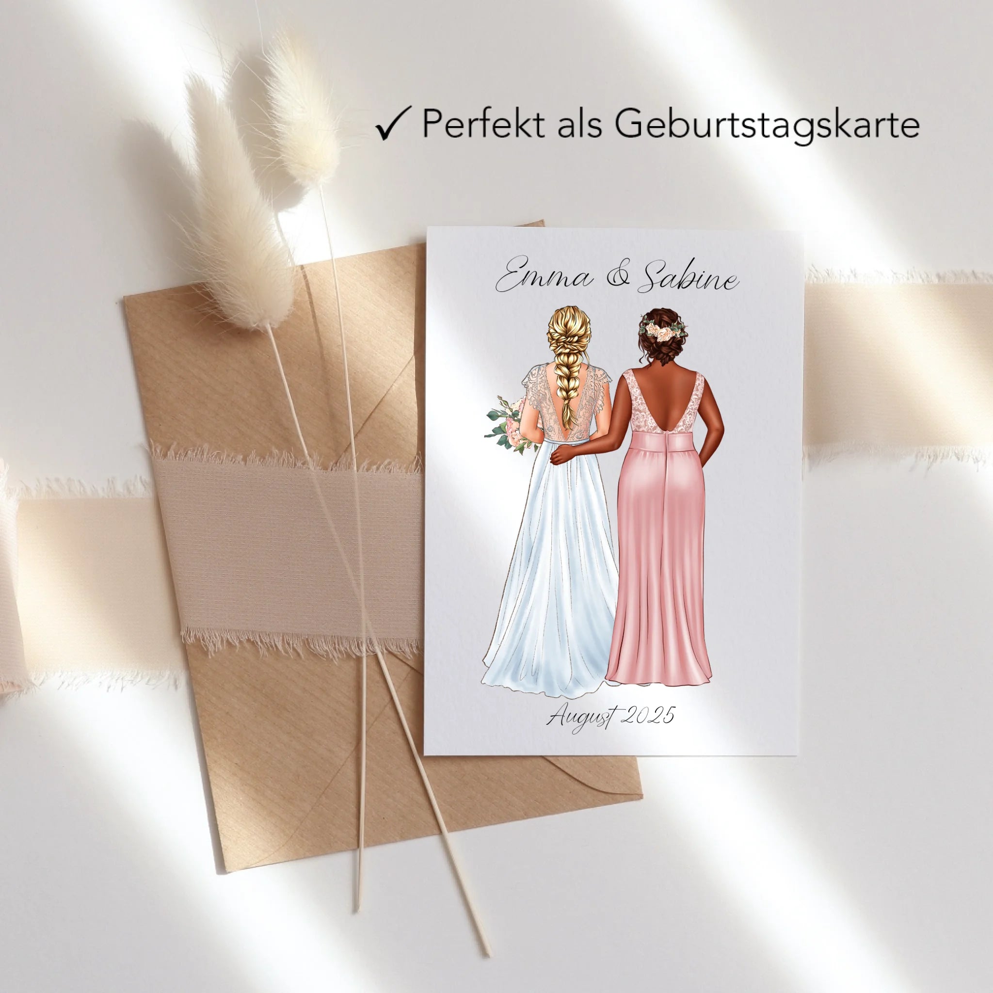 Karte Trauzeugin Personalisiert mit Name der Braut & Brautjungfer, Frage & Danke-Geschenk für Freundinnen Dankeschön Brautparty & Brautjungfern JGA - Klappkarte mit Umschlag