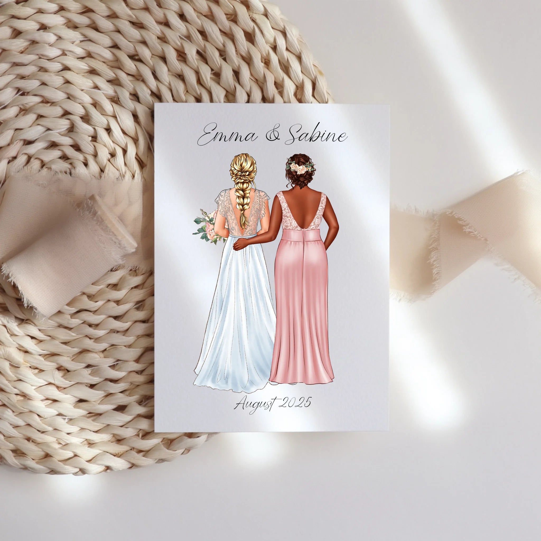 Karte Trauzeugin Personalisiert mit Name der Braut & Brautjungfer, Frage & Danke-Geschenk für Freundinnen Dankeschön Brautparty & Brautjungfern JGA - Klappkarte mit Umschlag