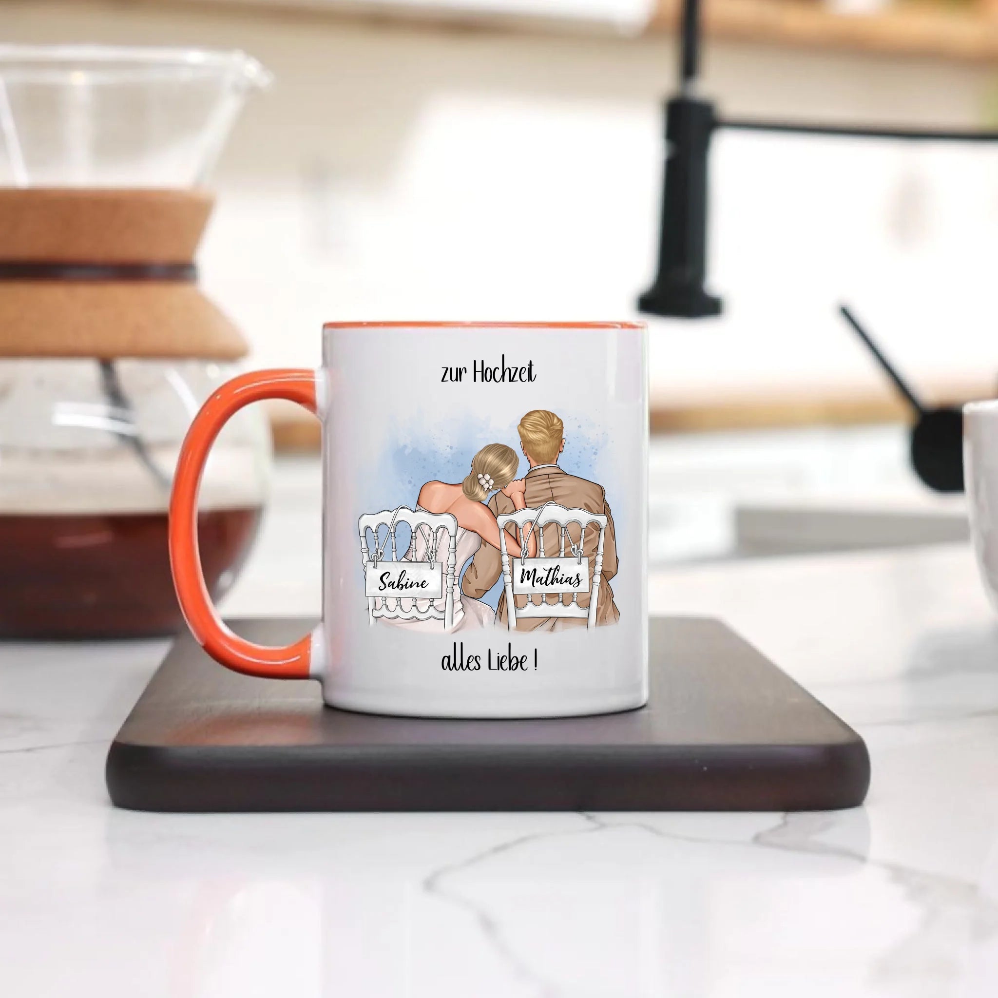 Tasse zur Hochzeit, Personalisiert mit Namen, Brautpaar Geschenkidee Paar Hochzeitstag Hochzeitsgeschenk Heirat Paar