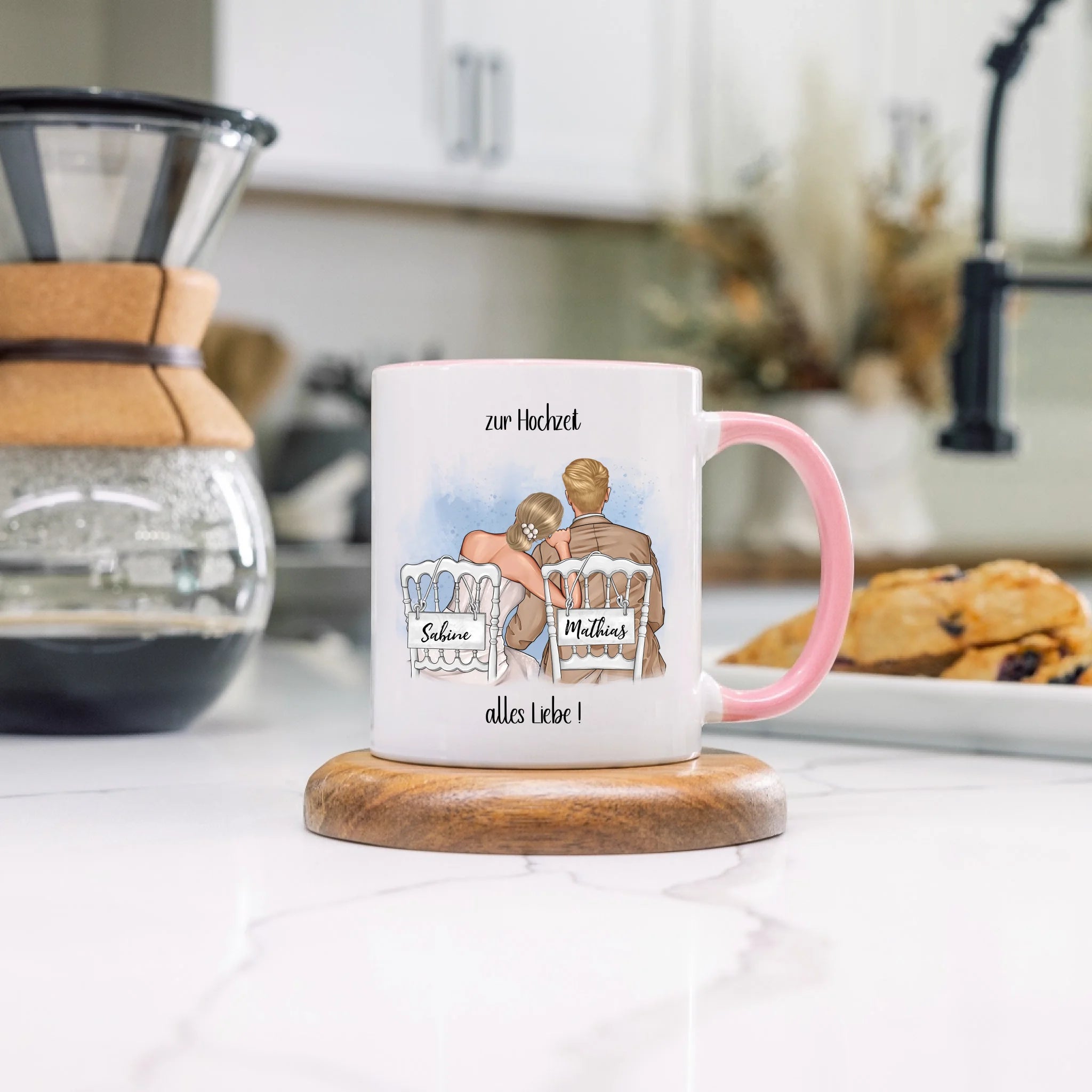 Tasse zur Hochzeit, Personalisiert mit Namen, Brautpaar Geschenkidee Paar Hochzeitstag Hochzeitsgeschenk Heirat Paar