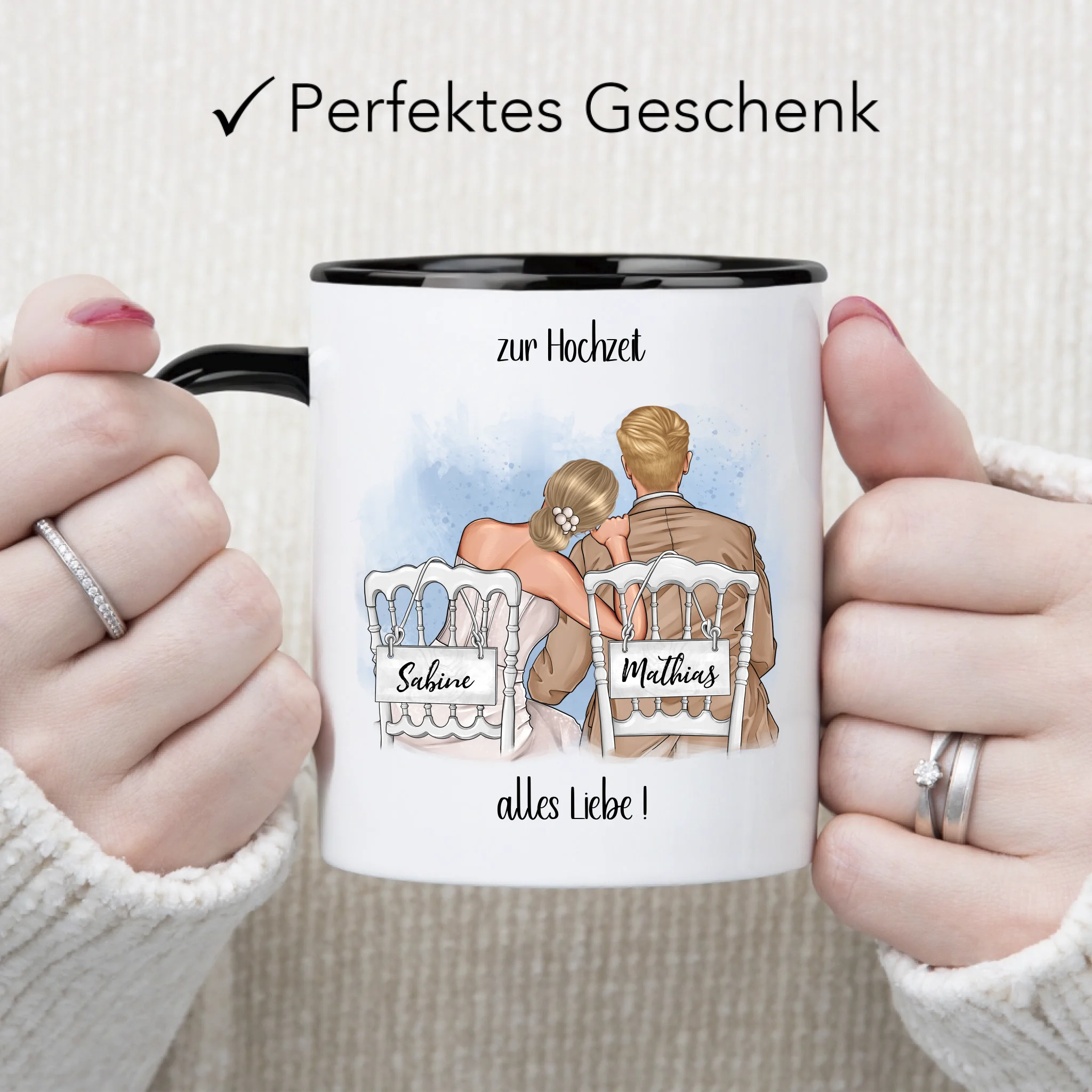 Tasse zur Hochzeit, Personalisiert mit Namen, Brautpaar Geschenkidee Paar Hochzeitstag Hochzeitsgeschenk Heirat Paar