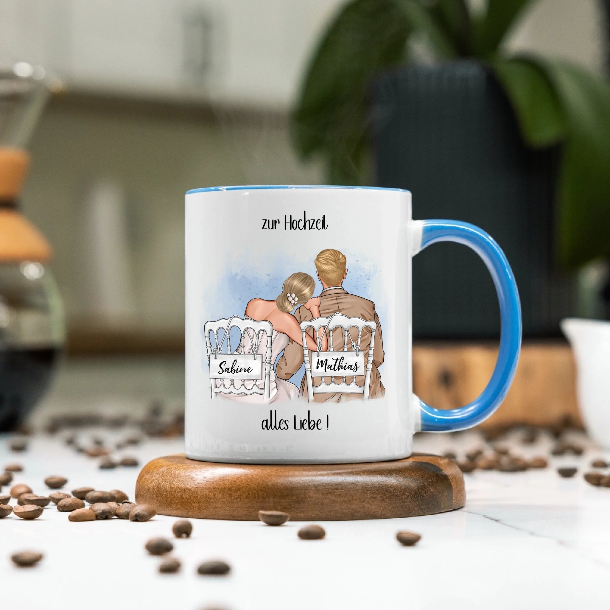 Tasse zur Hochzeit, Personalisiert mit Namen, Brautpaar Geschenkidee Paar Hochzeitstag Hochzeitsgeschenk Heirat Paar