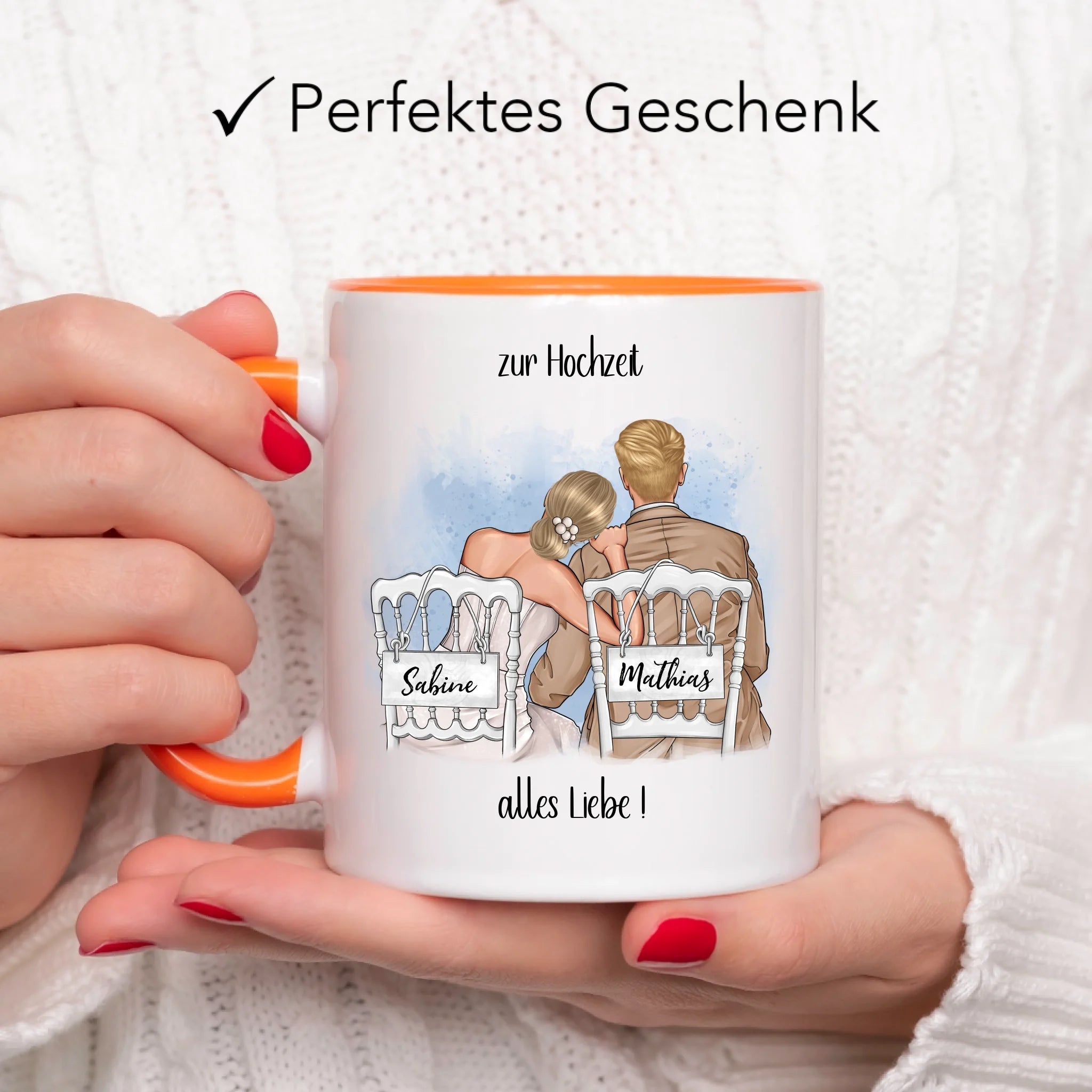 Tasse zur Hochzeit, Personalisiert mit Namen, Brautpaar Geschenkidee Paar Hochzeitstag Hochzeitsgeschenk Heirat Paar