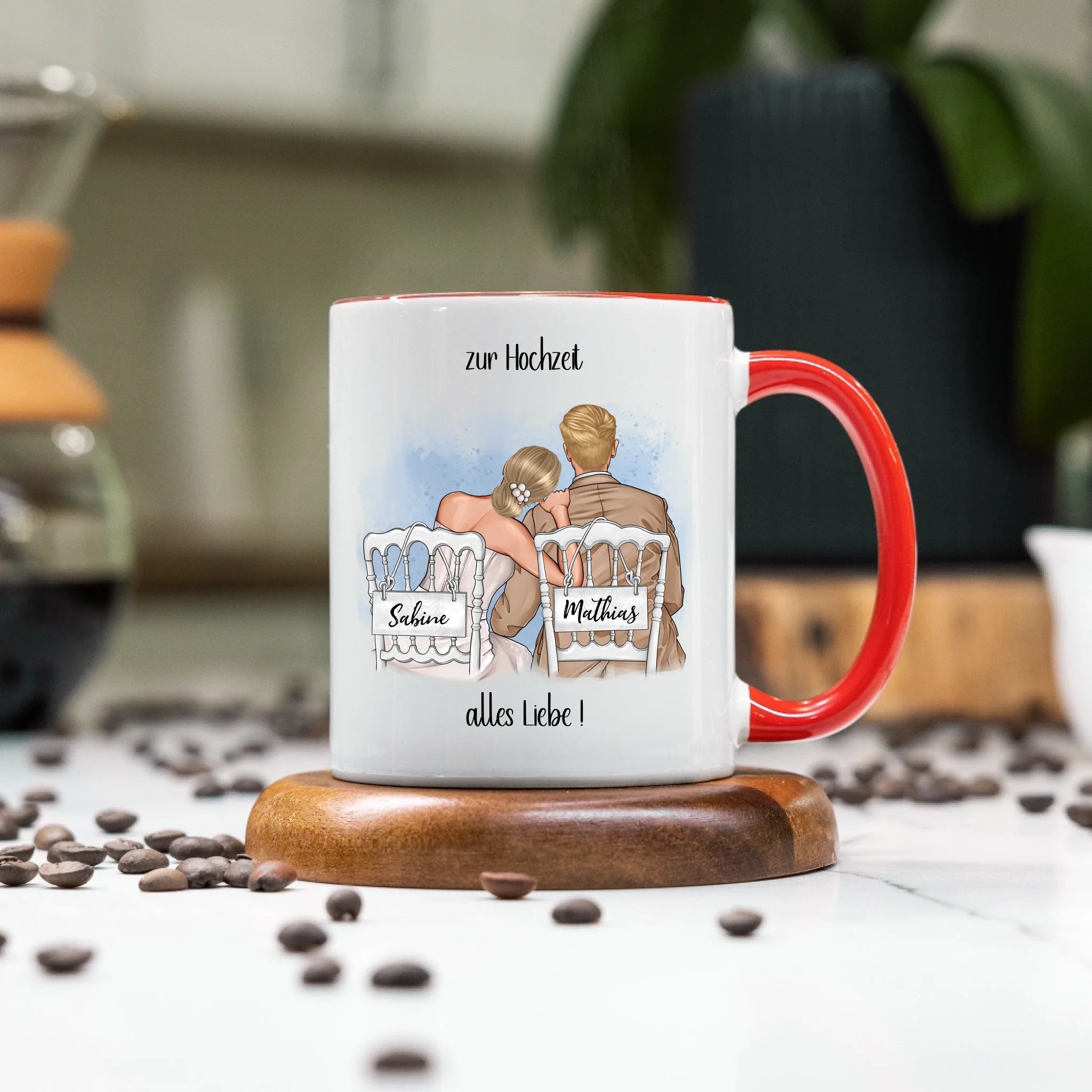 Tasse zur Hochzeit, Personalisiert mit Namen, Brautpaar Geschenkidee Paar Hochzeitstag Hochzeitsgeschenk Heirat Paar