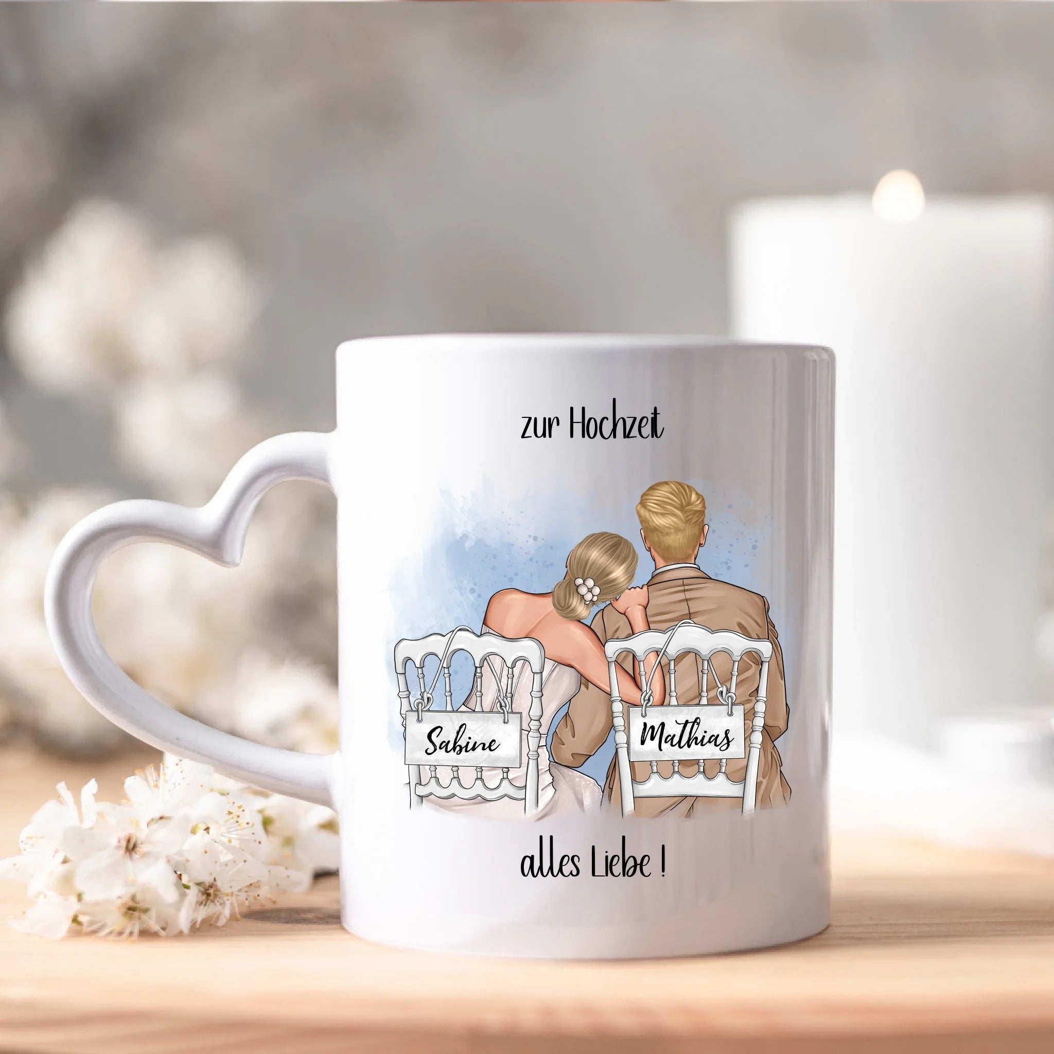 Tasse zur Hochzeit, Personalisiert mit Namen, Brautpaar Geschenkidee Paar Hochzeitstag Hochzeitsgeschenk Heirat Paar