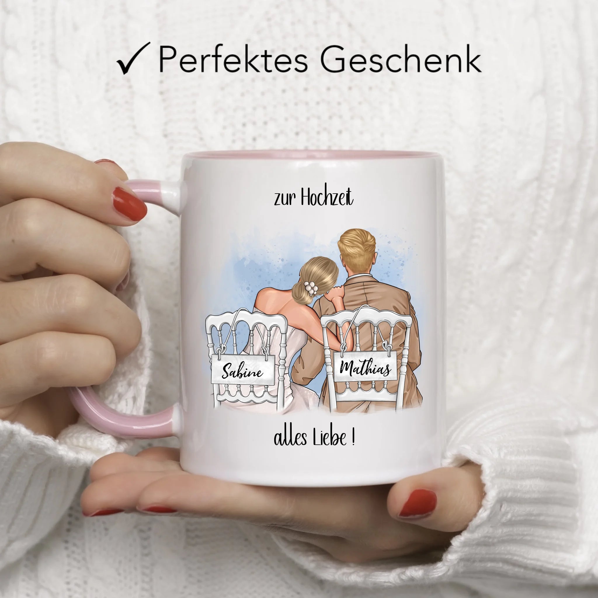 Tasse zur Hochzeit, Personalisiert mit Namen, Brautpaar Geschenkidee Paar Hochzeitstag Hochzeitsgeschenk Heirat Paar