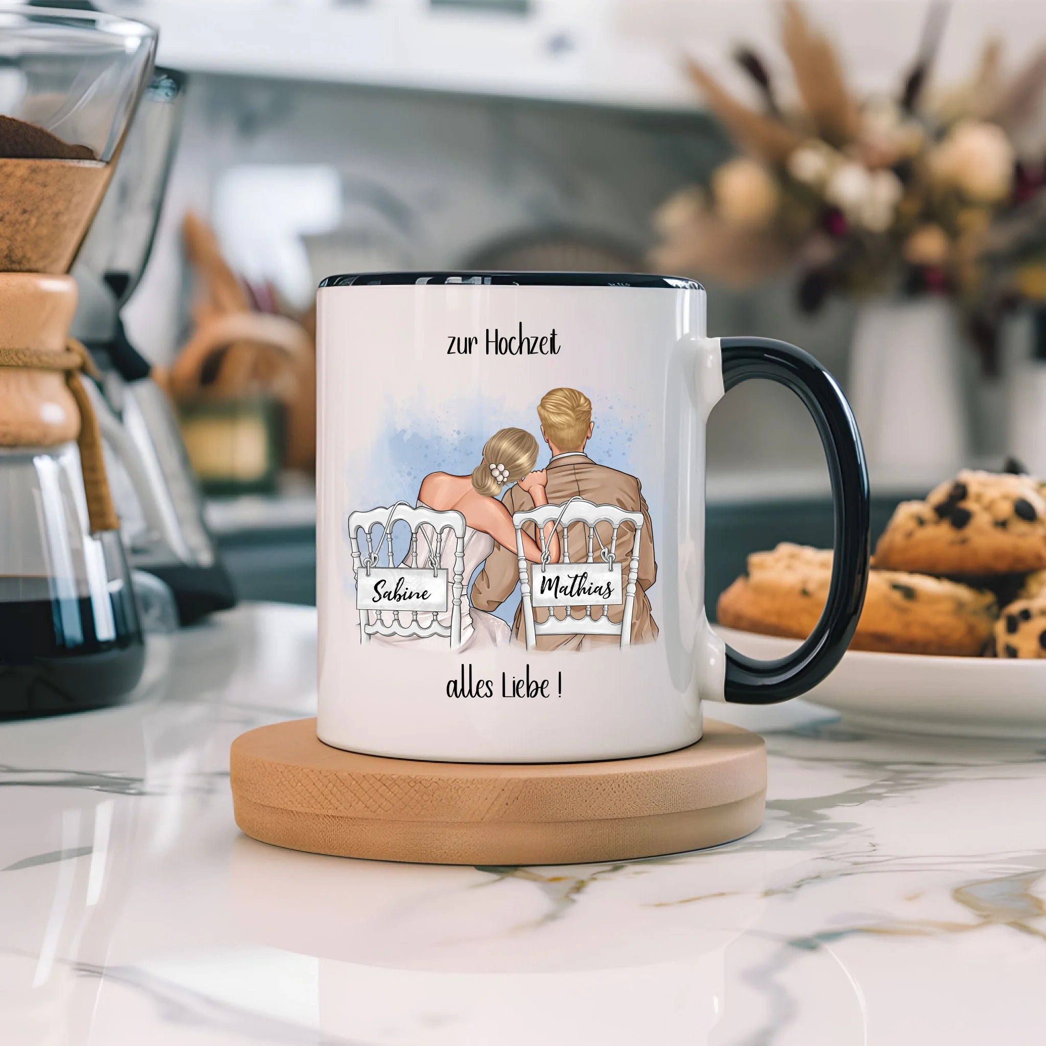 Tasse zur Hochzeit, Personalisiert mit Namen, Brautpaar Geschenkidee Paar Hochzeitstag Hochzeitsgeschenk Heirat Paar