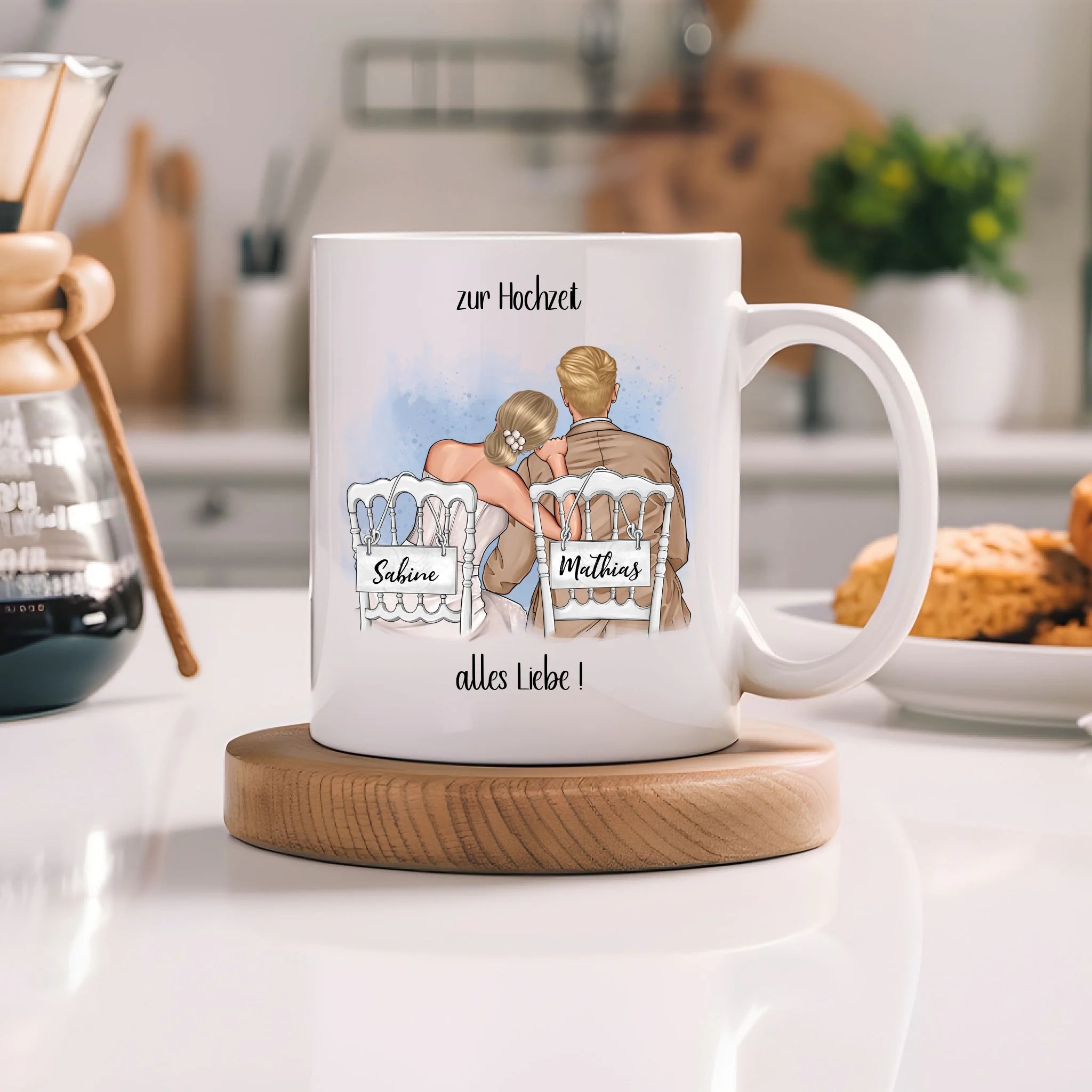 Tasse zur Hochzeit, Personalisiert mit Namen, Brautpaar Geschenkidee Paar Hochzeitstag Hochzeitsgeschenk Heirat Paar