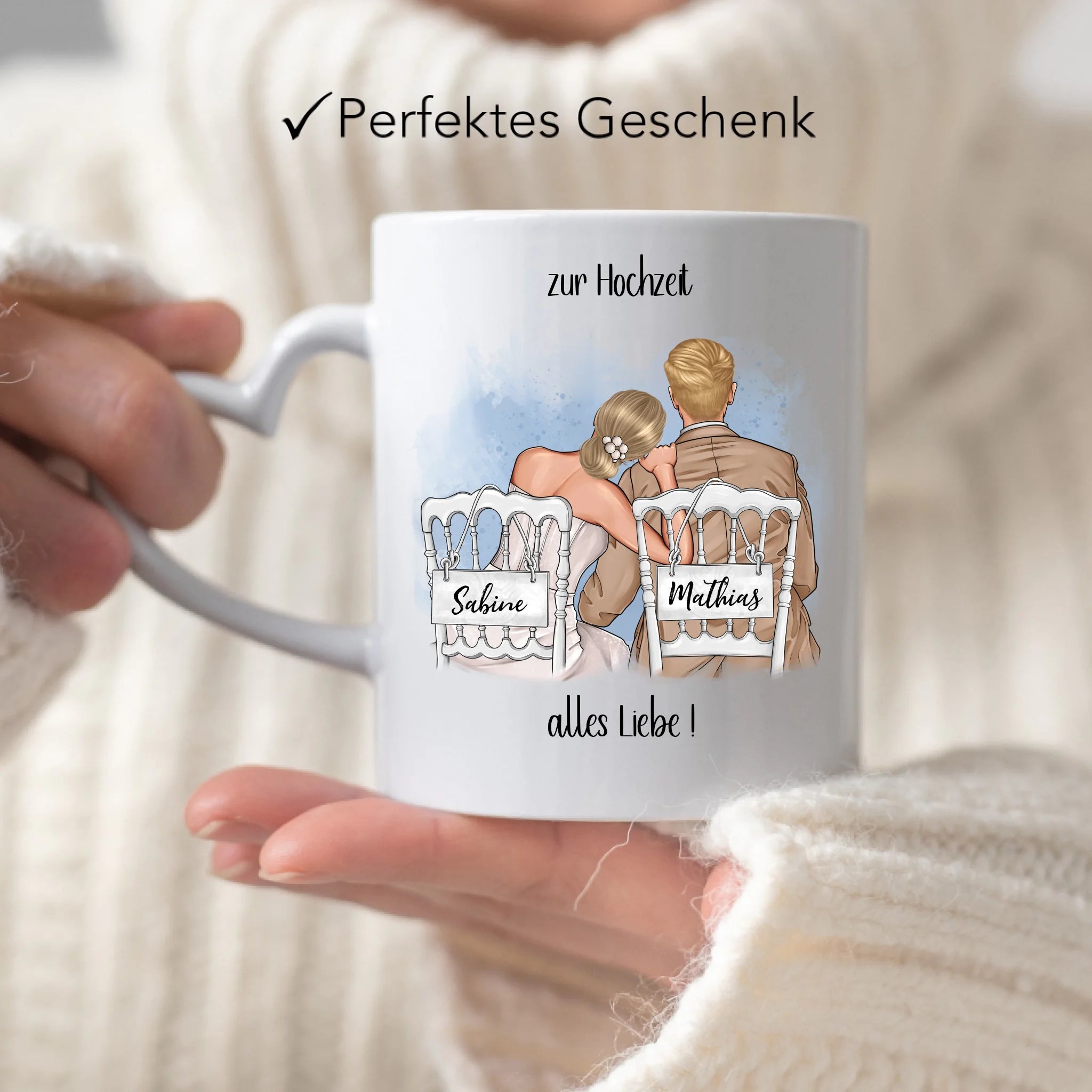 Tasse zur Hochzeit, Personalisiert mit Namen, Brautpaar Geschenkidee Paar Hochzeitstag Hochzeitsgeschenk Heirat Paar
