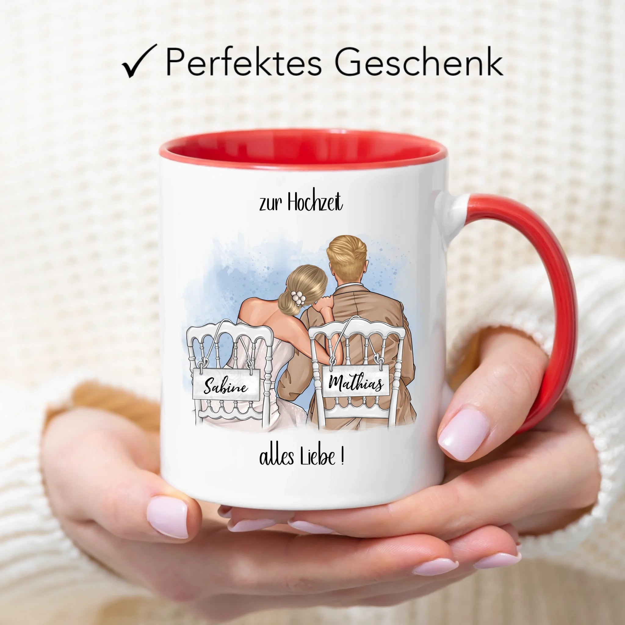 Tasse zur Hochzeit, Personalisiert mit Namen, Brautpaar Geschenkidee Paar Hochzeitstag Hochzeitsgeschenk Heirat Paar