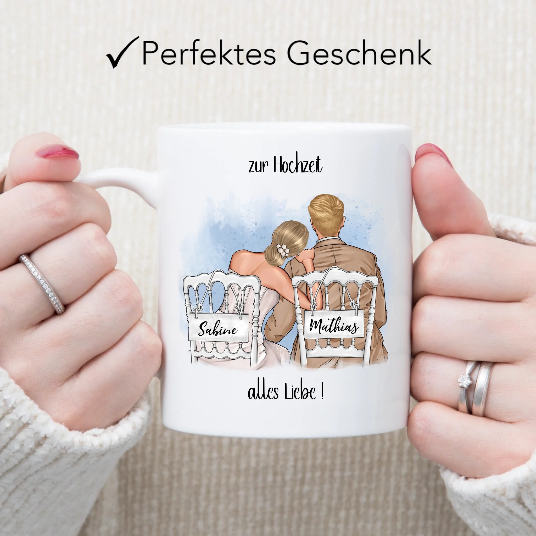 Tasse zur Hochzeit, Personalisiert mit Namen, Brautpaar Geschenkidee Paar Hochzeitstag Hochzeitsgeschenk Heirat Paar