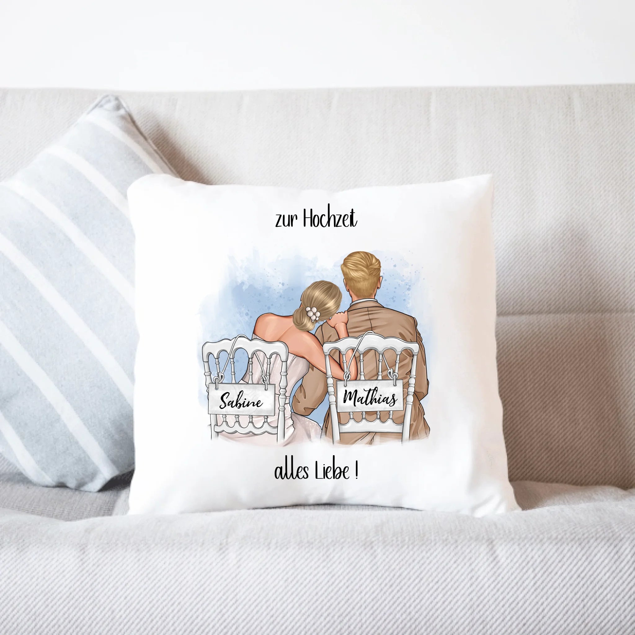 Kissen zur Hochzeit, Personalisiert mit Namen, Brautpaar Geschenkidee Paar Hochzeitstag Hochzeitsgeschenk Heirat Paar - Kissen inkl. Füllung