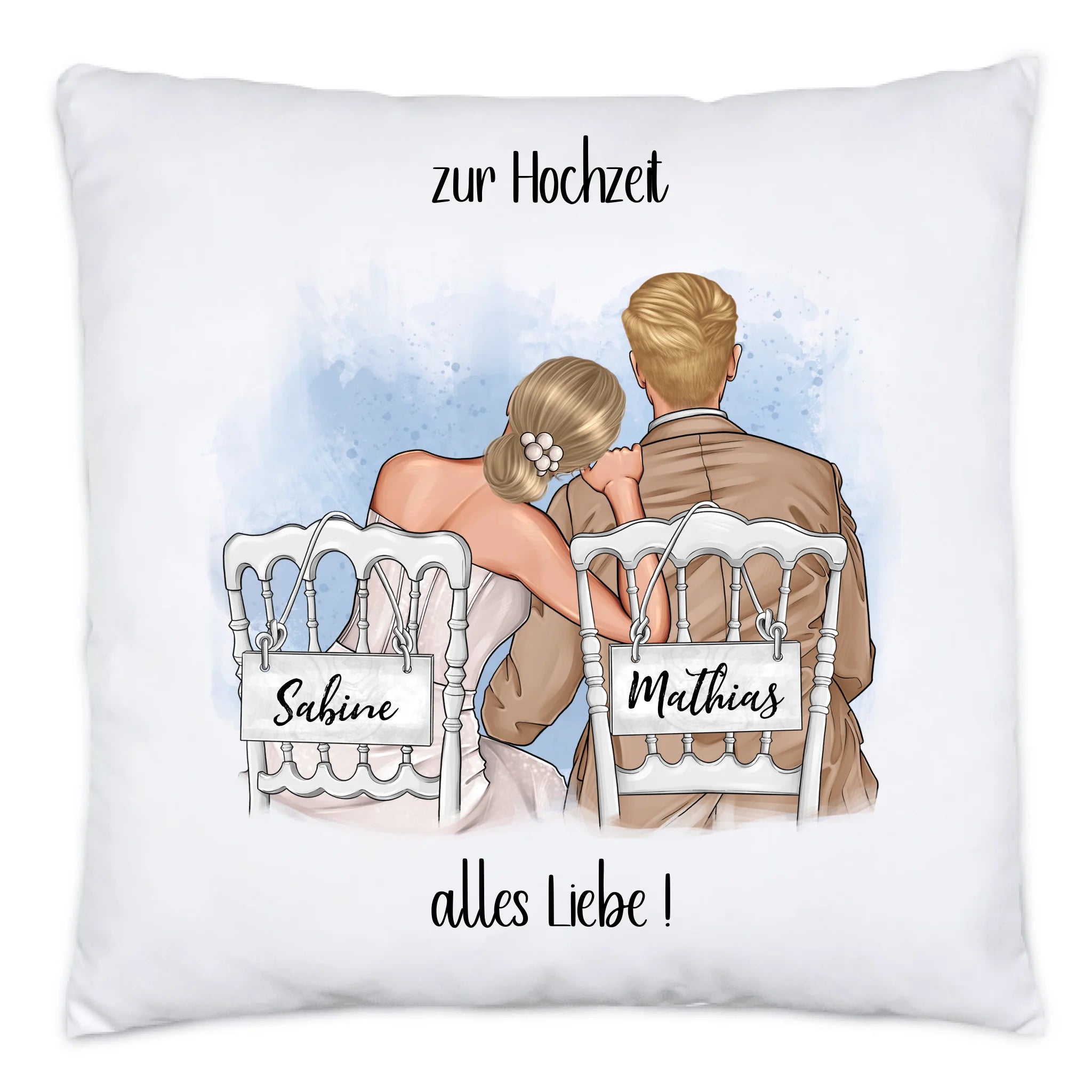 Kissen zur Hochzeit, Personalisiert mit Namen, Brautpaar Geschenkidee Paar Hochzeitstag Hochzeitsgeschenk Heirat Paar - Kissen inkl. Füllung