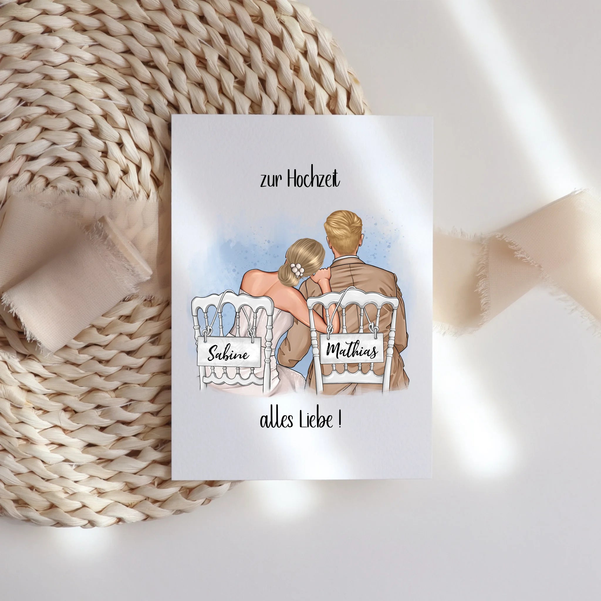 Karte zur Hochzeit, Geldgeschenk zur Hochzeit mit Namen, Brautpaar Geschenkidee Paar Hochzeitstag Hochzeitsgeschenk Heirat Paar - Klappkarte mit Umschlag