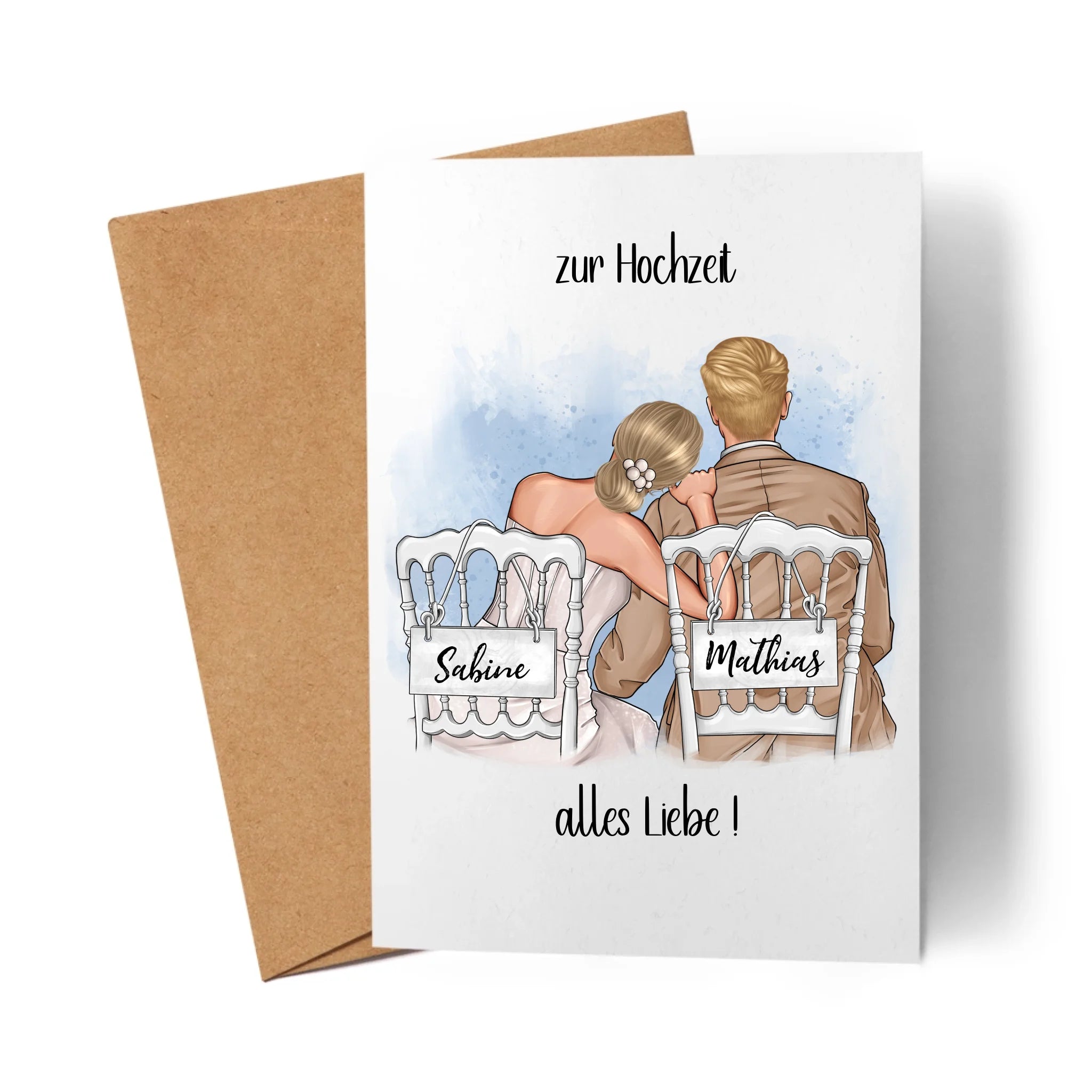 Karte zur Hochzeit, Geldgeschenk zur Hochzeit mit Namen, Brautpaar Geschenkidee Paar Hochzeitstag Hochzeitsgeschenk Heirat Paar - Klappkarte mit Umschlag