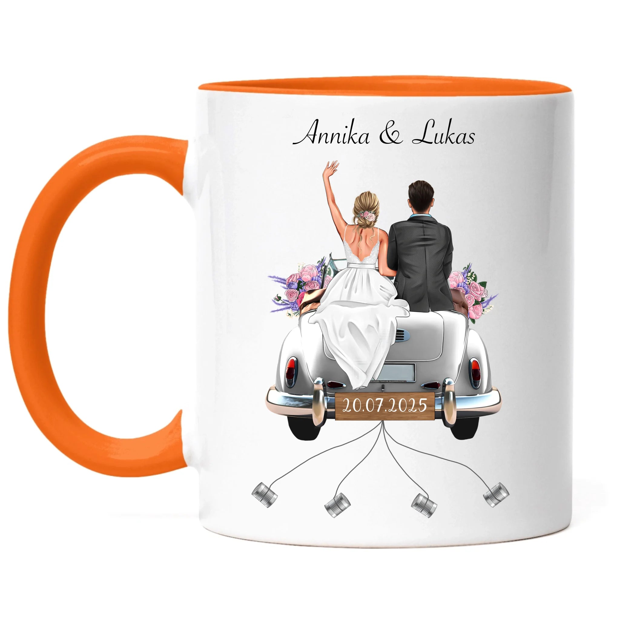 Tasse Geschenkidee zur Hochzeit Personalisiert, Hochzeitsgeschenk mit Namen und Brautpaar, Hochzeitstag, Heirat, Paar