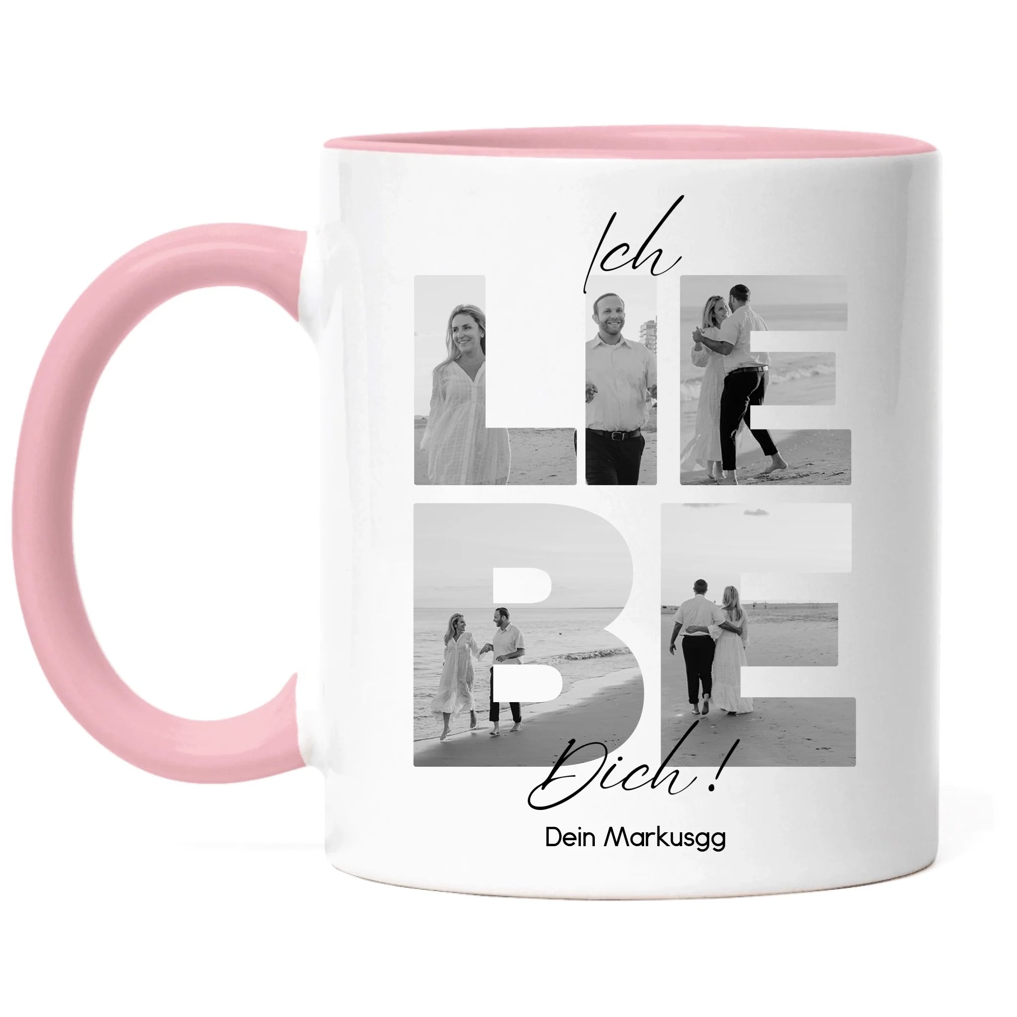 Tasse "Ich Liebe Dich" mit Fotos, Geschenkidee zum Valentinstag, Hochzeit, Jahrestag, Fototasse mit eigenen Bildern, Personalisiert, Geburtstag Paar Pärchen Partner, Liebesgeschenk