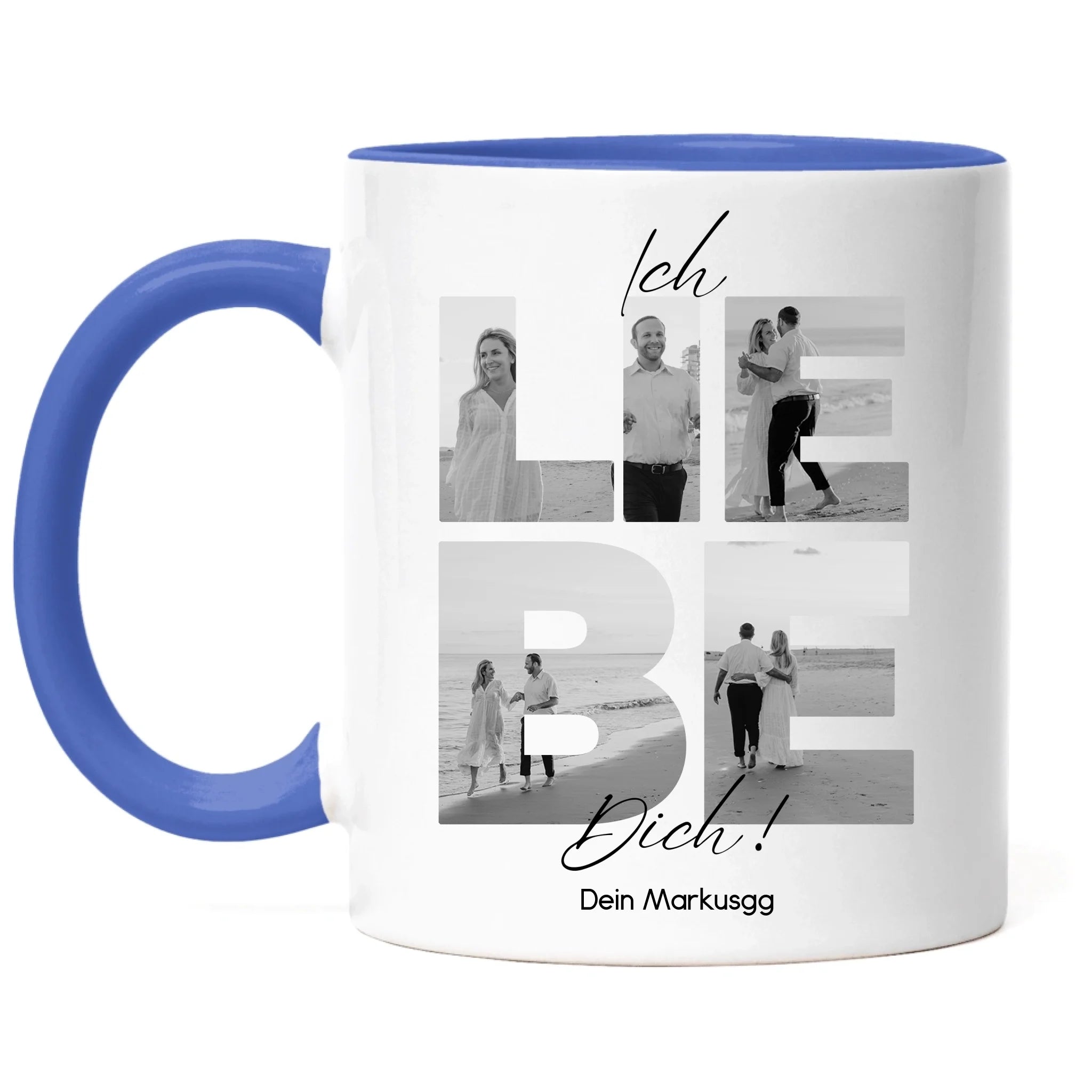 Tasse "Ich Liebe Dich" mit Fotos, Geschenkidee zum Valentinstag, Hochzeit, Jahrestag, Fototasse mit eigenen Bildern, Personalisiert, Geburtstag Paar Pärchen Partner, Liebesgeschenk