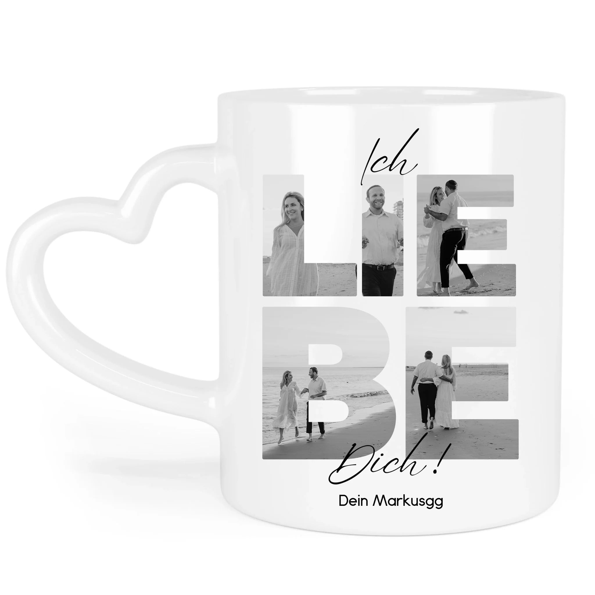 Tasse "Ich Liebe Dich" mit Fotos, Geschenkidee zum Valentinstag, Hochzeit, Jahrestag, Fototasse mit eigenen Bildern, Personalisiert, Geburtstag Paar Pärchen Partner, Liebesgeschenk