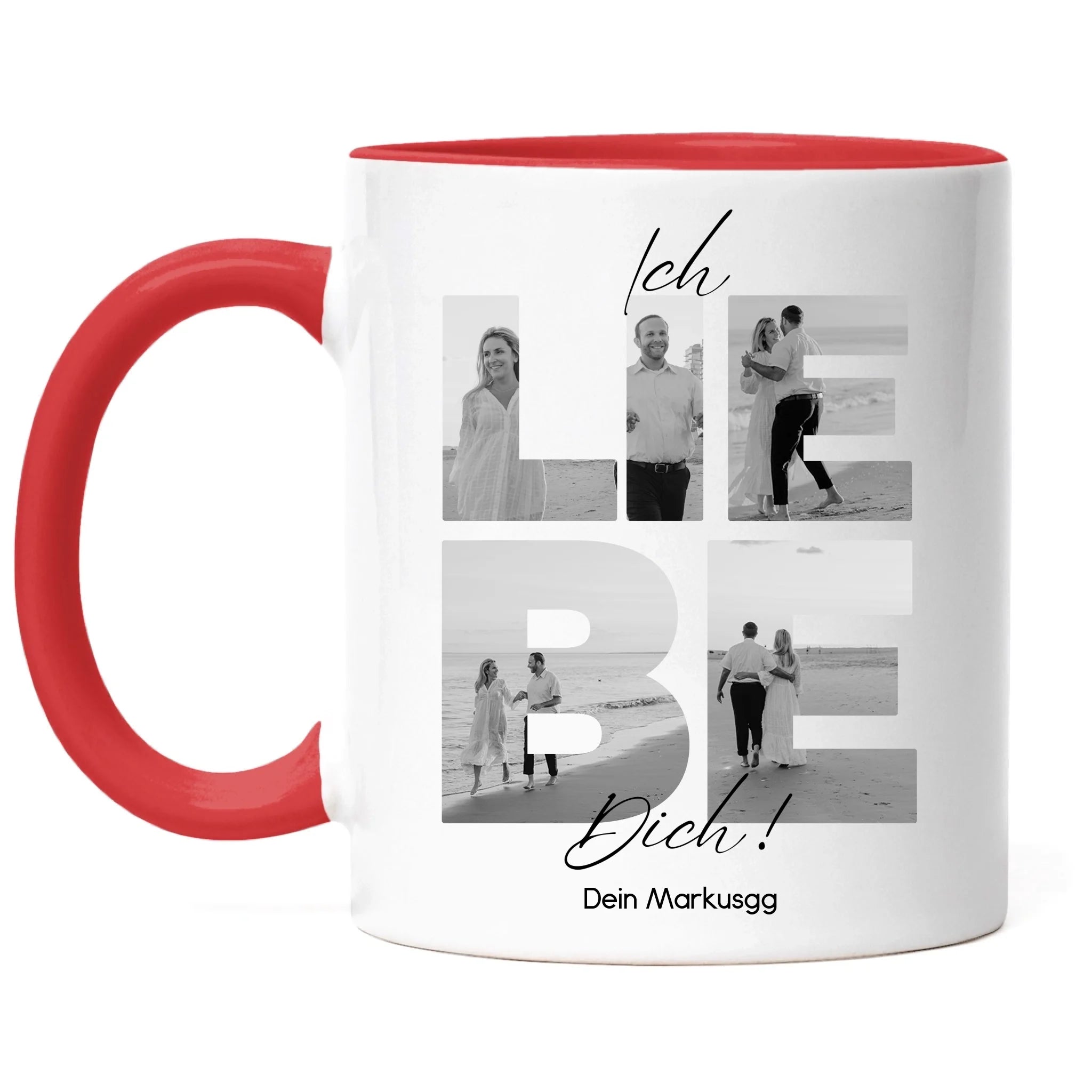 Tasse "Ich Liebe Dich" mit Fotos, Geschenkidee zum Valentinstag, Hochzeit, Jahrestag, Fototasse mit eigenen Bildern, Personalisiert, Geburtstag Paar Pärchen Partner, Liebesgeschenk