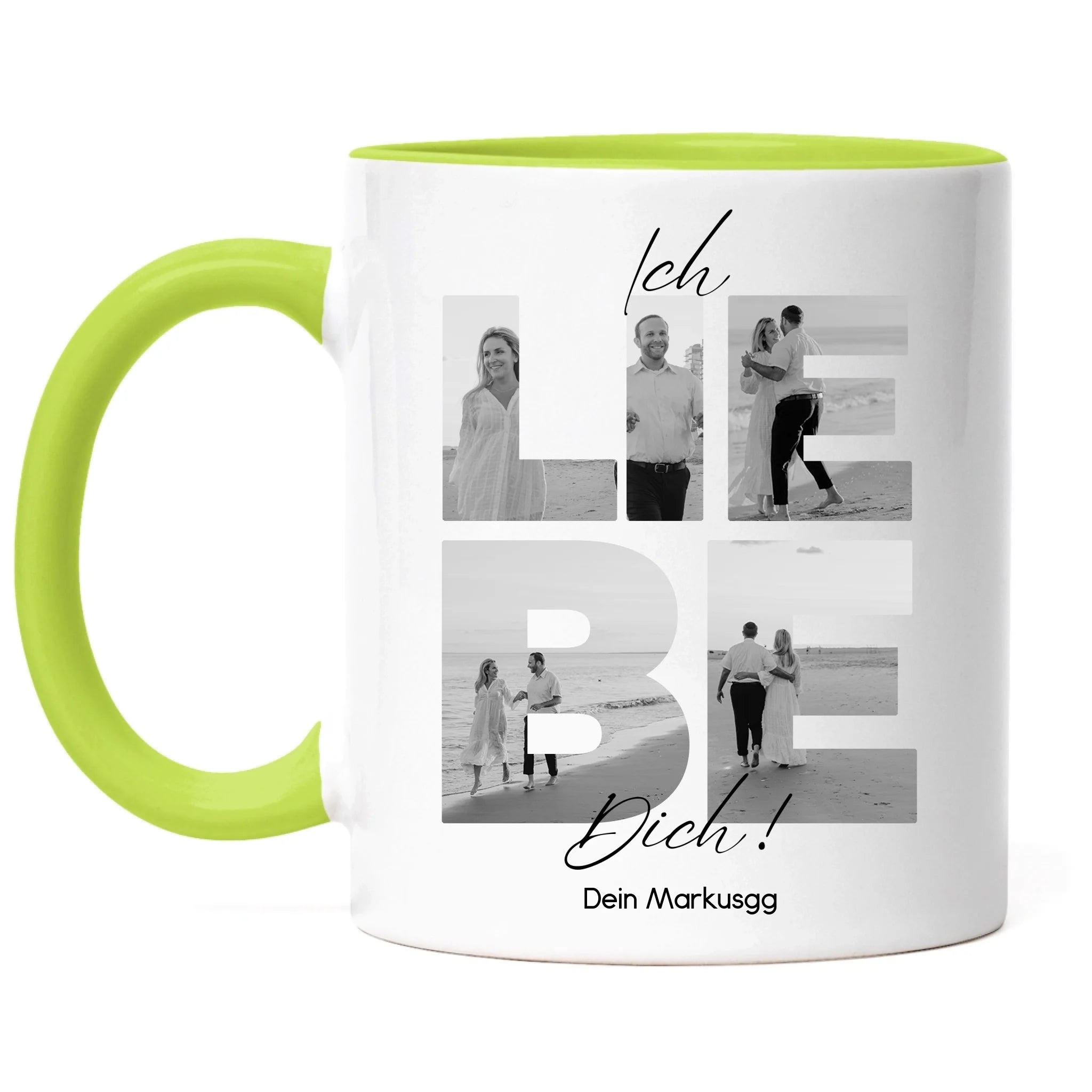 Tasse "Ich Liebe Dich" mit Fotos, Geschenkidee zum Valentinstag, Hochzeit, Jahrestag, Fototasse mit eigenen Bildern, Personalisiert, Geburtstag Paar Pärchen Partner, Liebesgeschenk
