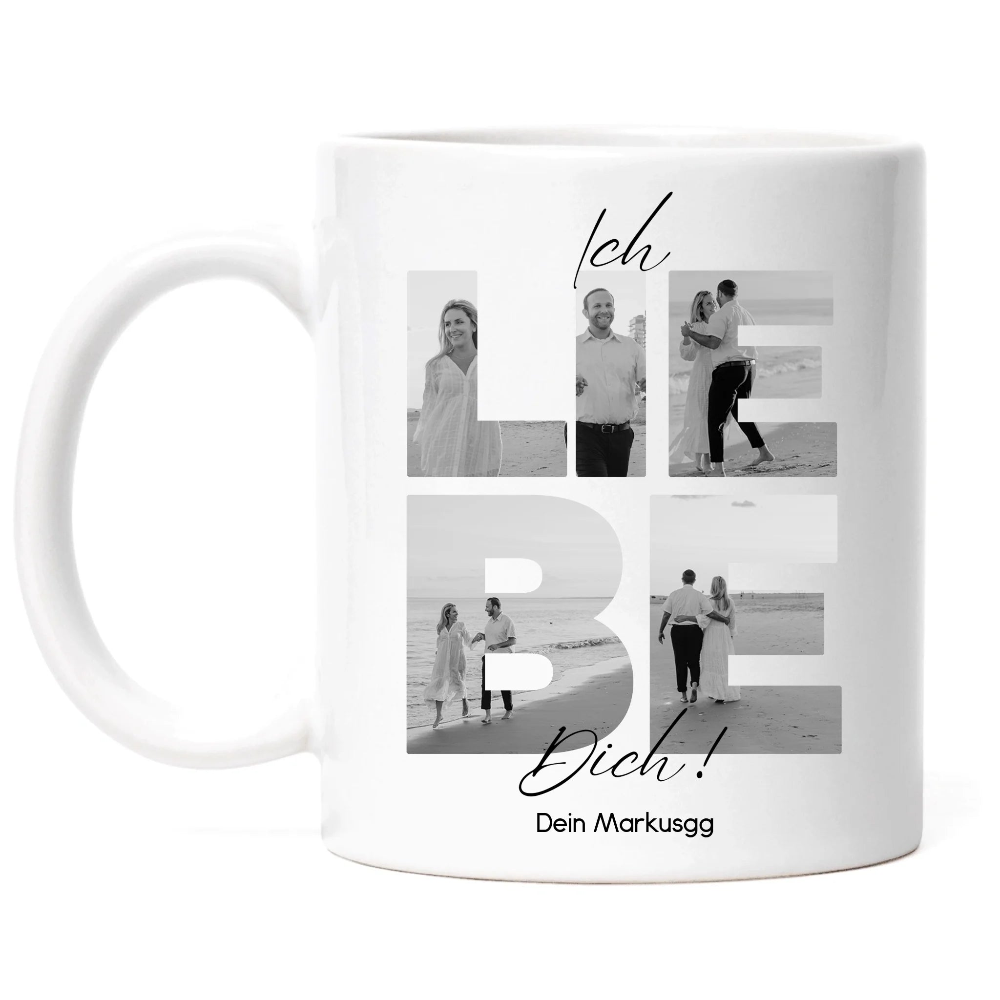 Tasse "Ich Liebe Dich" mit Fotos, Geschenkidee zum Valentinstag, Hochzeit, Jahrestag, Fototasse mit eigenen Bildern, Personalisiert, Geburtstag Paar Pärchen Partner, Liebesgeschenk