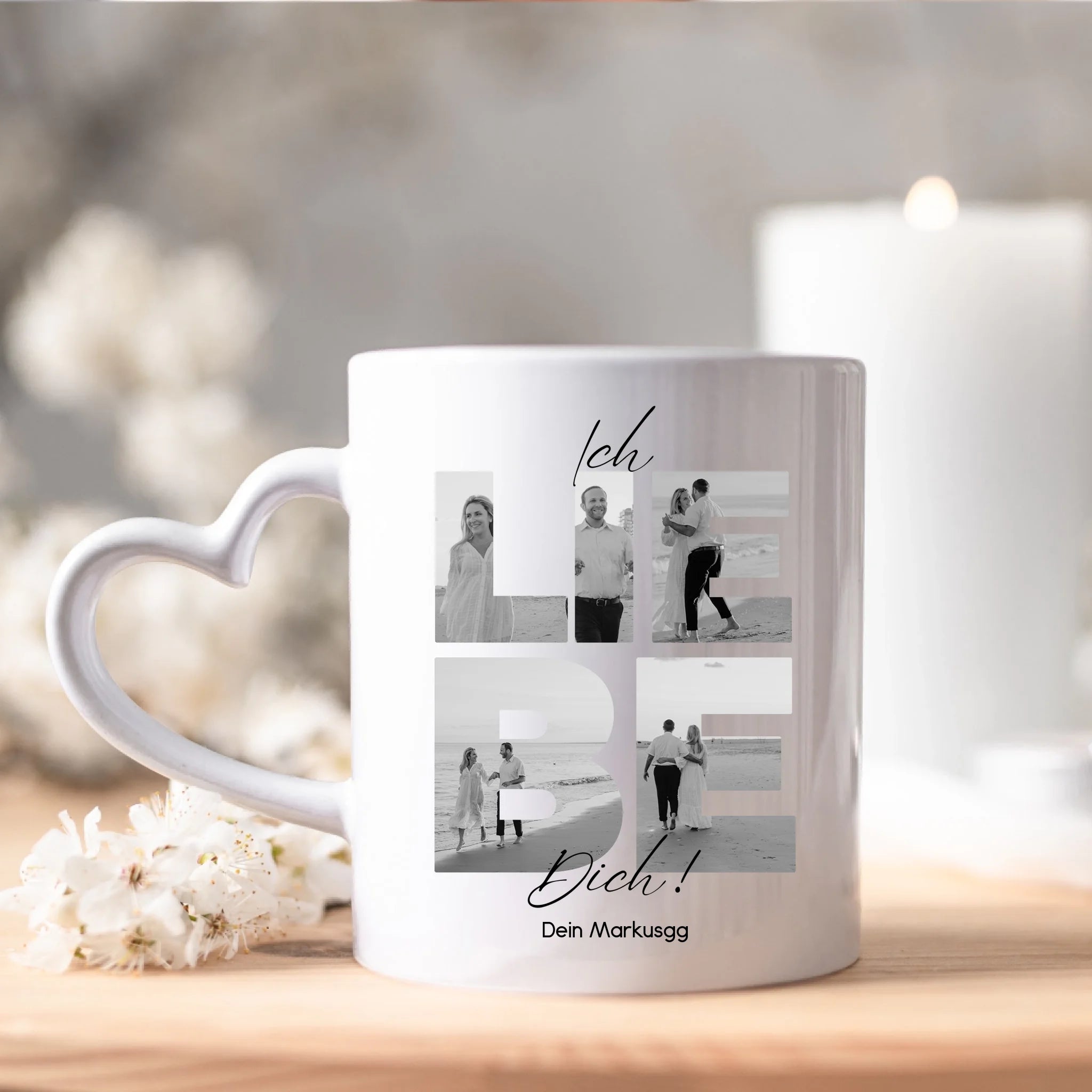 Tasse "Ich Liebe Dich" mit Fotos, Geschenkidee zum Valentinstag, Hochzeit, Jahrestag, Fototasse mit eigenen Bildern, Personalisiert, Geburtstag Paar Pärchen Partner, Liebesgeschenk