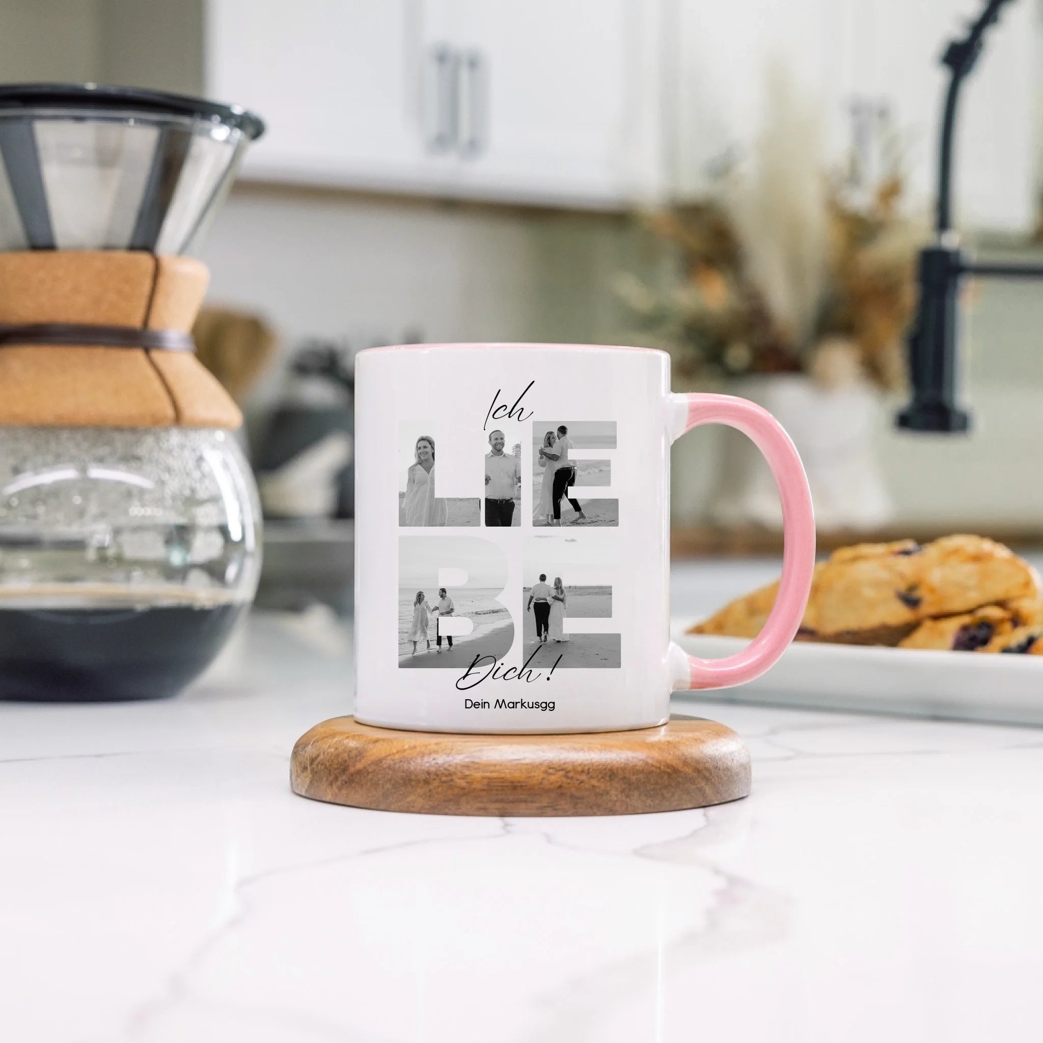 Tasse "Ich Liebe Dich" mit Fotos, Geschenkidee zum Valentinstag, Hochzeit, Jahrestag, Fototasse mit eigenen Bildern, Personalisiert, Geburtstag Paar Pärchen Partner, Liebesgeschenk