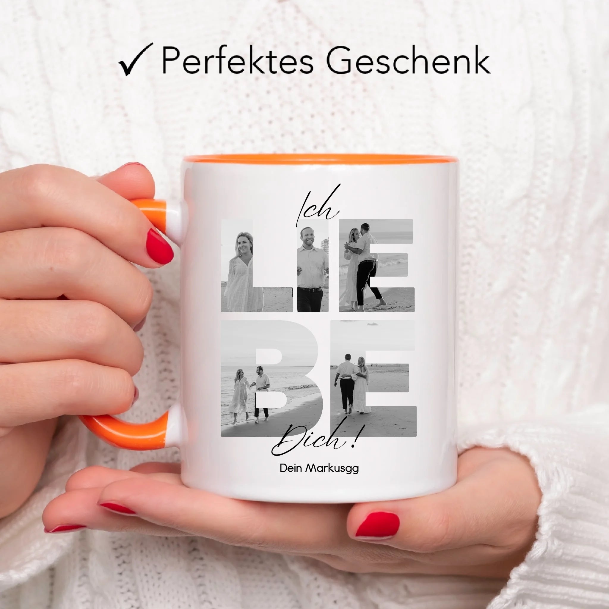 Tasse "Ich Liebe Dich" mit Fotos, Geschenkidee zum Valentinstag, Hochzeit, Jahrestag, Fototasse mit eigenen Bildern, Personalisiert, Geburtstag Paar Pärchen Partner, Liebesgeschenk