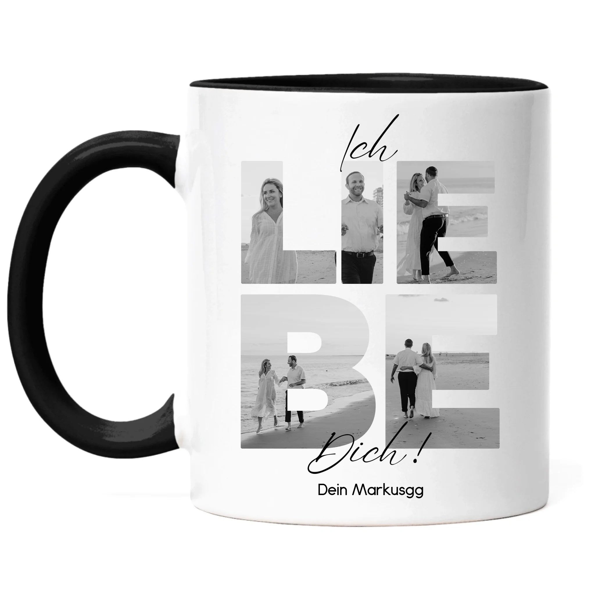 Tasse "Ich Liebe Dich" mit Fotos, Geschenkidee zum Valentinstag, Hochzeit, Jahrestag, Fototasse mit eigenen Bildern, Personalisiert, Geburtstag Paar Pärchen Partner, Liebesgeschenk