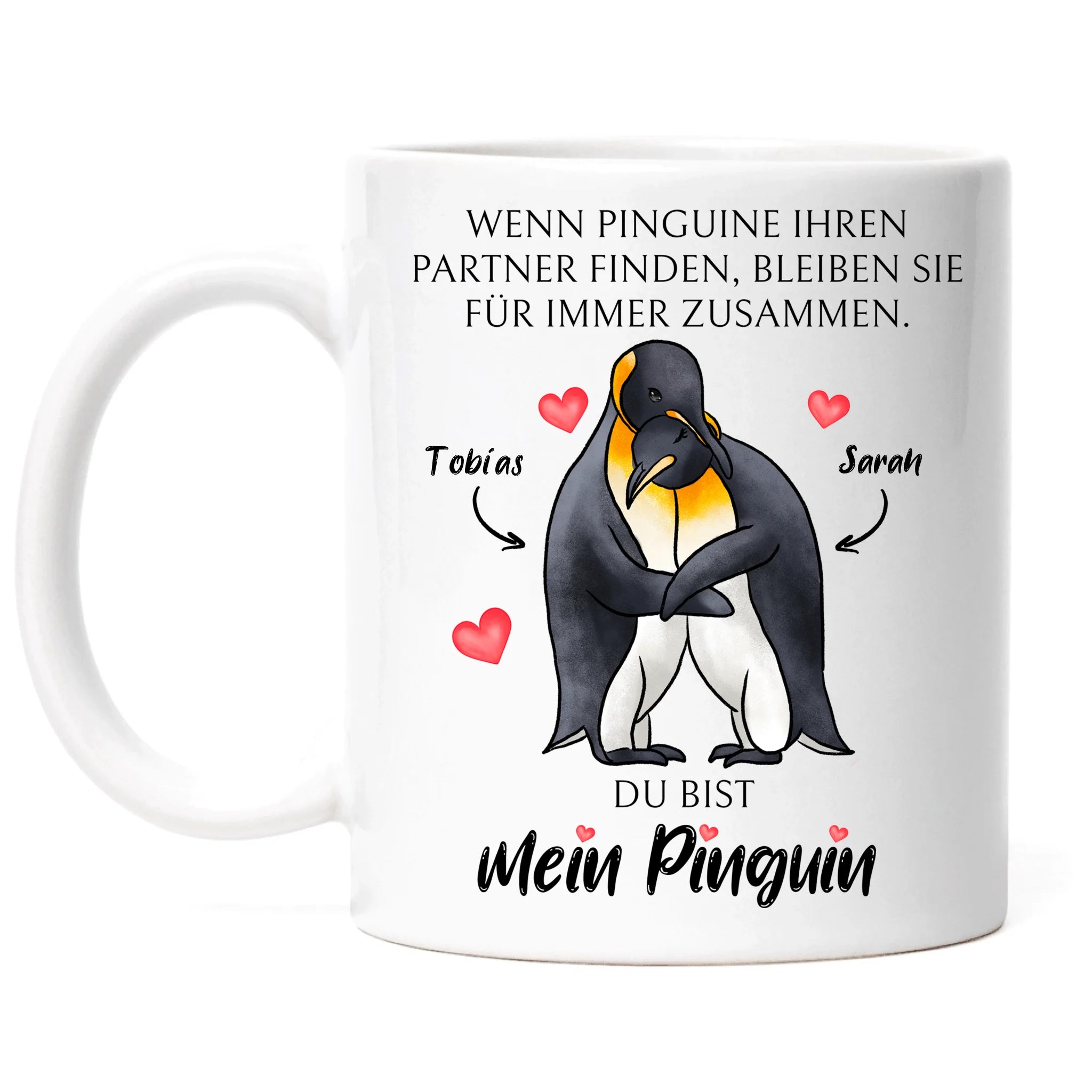 Tasse zum Valentinstag, Personalisiert Geschenk Valentinstag "Wenn Pinguine ihren Partner finden" Geschenk Jahrestag Paar Pärchen