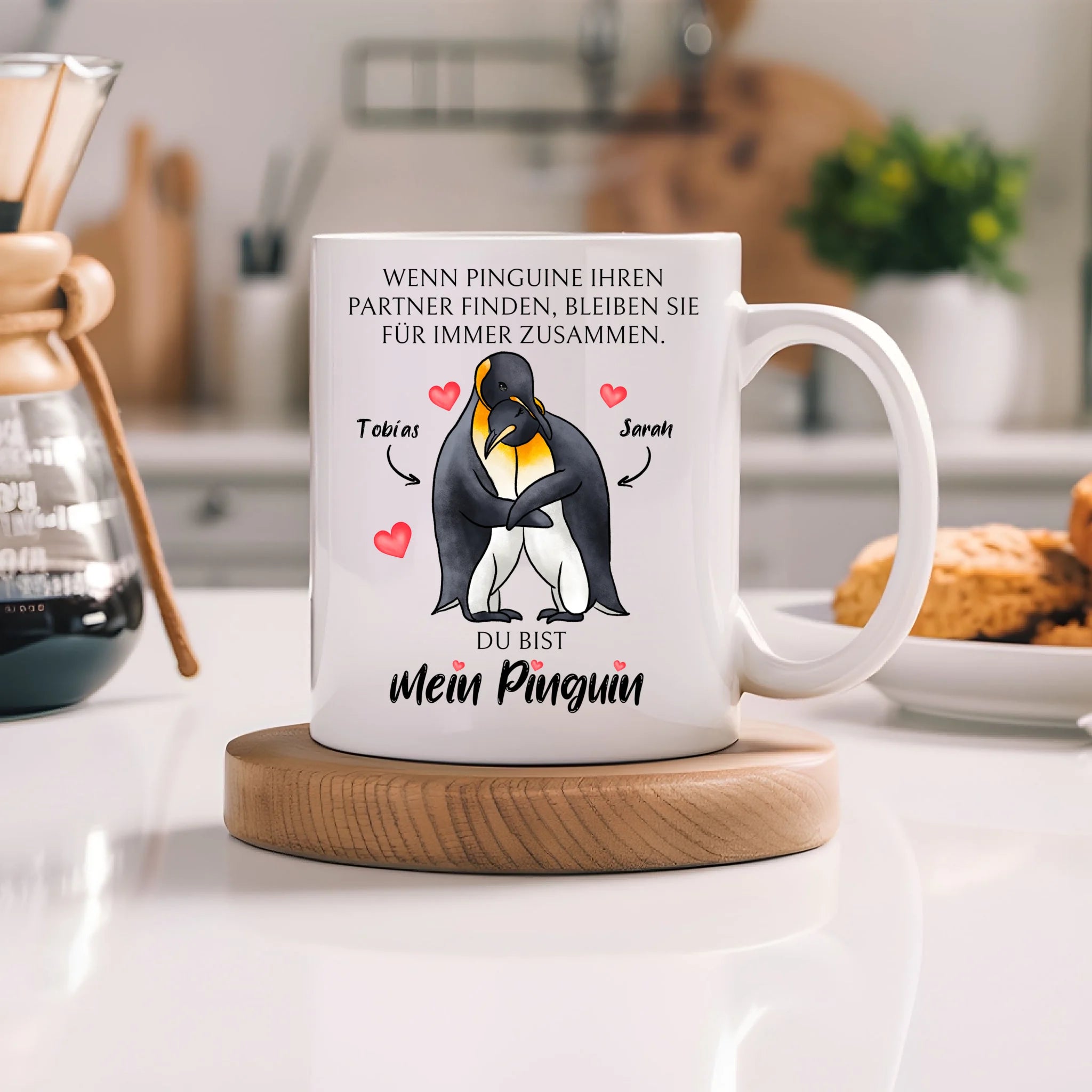 Tasse zum Valentinstag, Personalisiert Geschenk Valentinstag "Wenn Pinguine ihren Partner finden" Geschenk Jahrestag Paar Pärchen