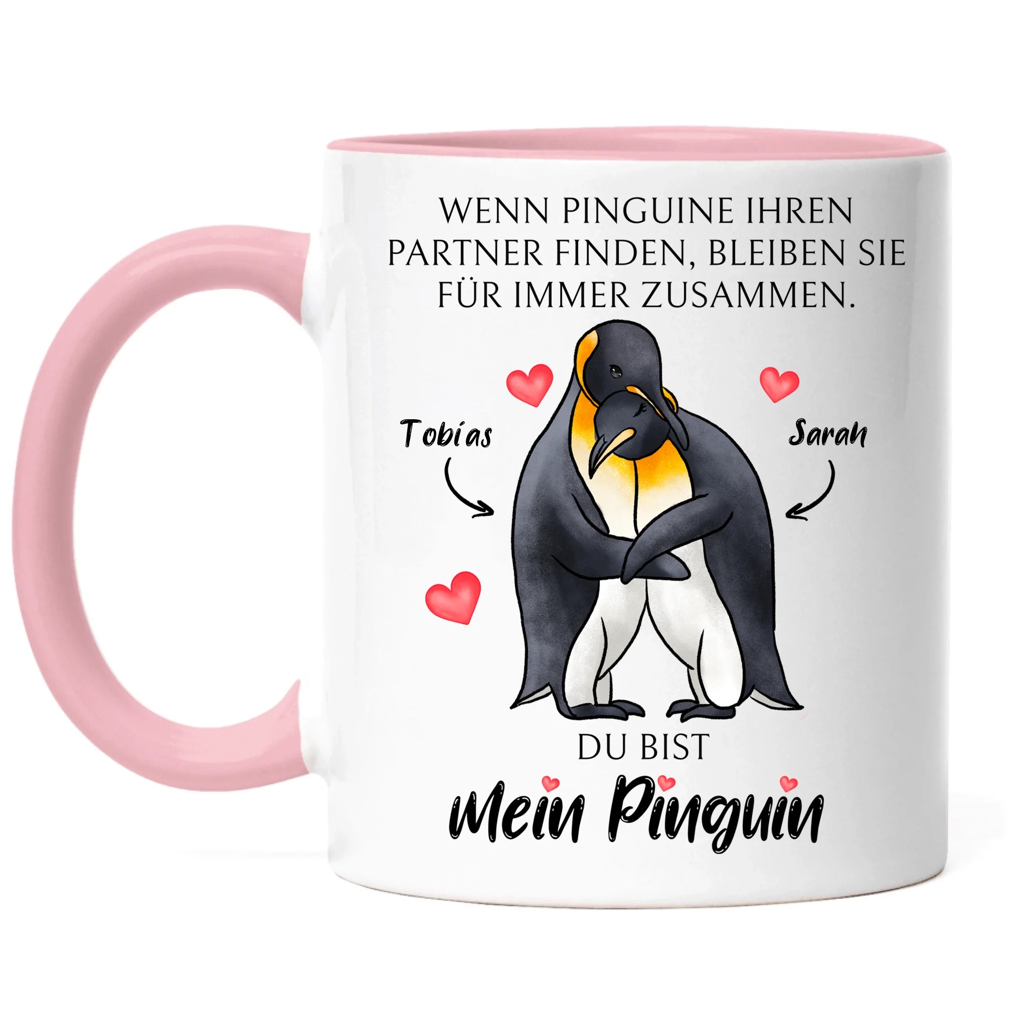 Tasse zum Valentinstag, Personalisiert Geschenk Valentinstag "Wenn Pinguine ihren Partner finden" Geschenk Jahrestag Paar Pärchen