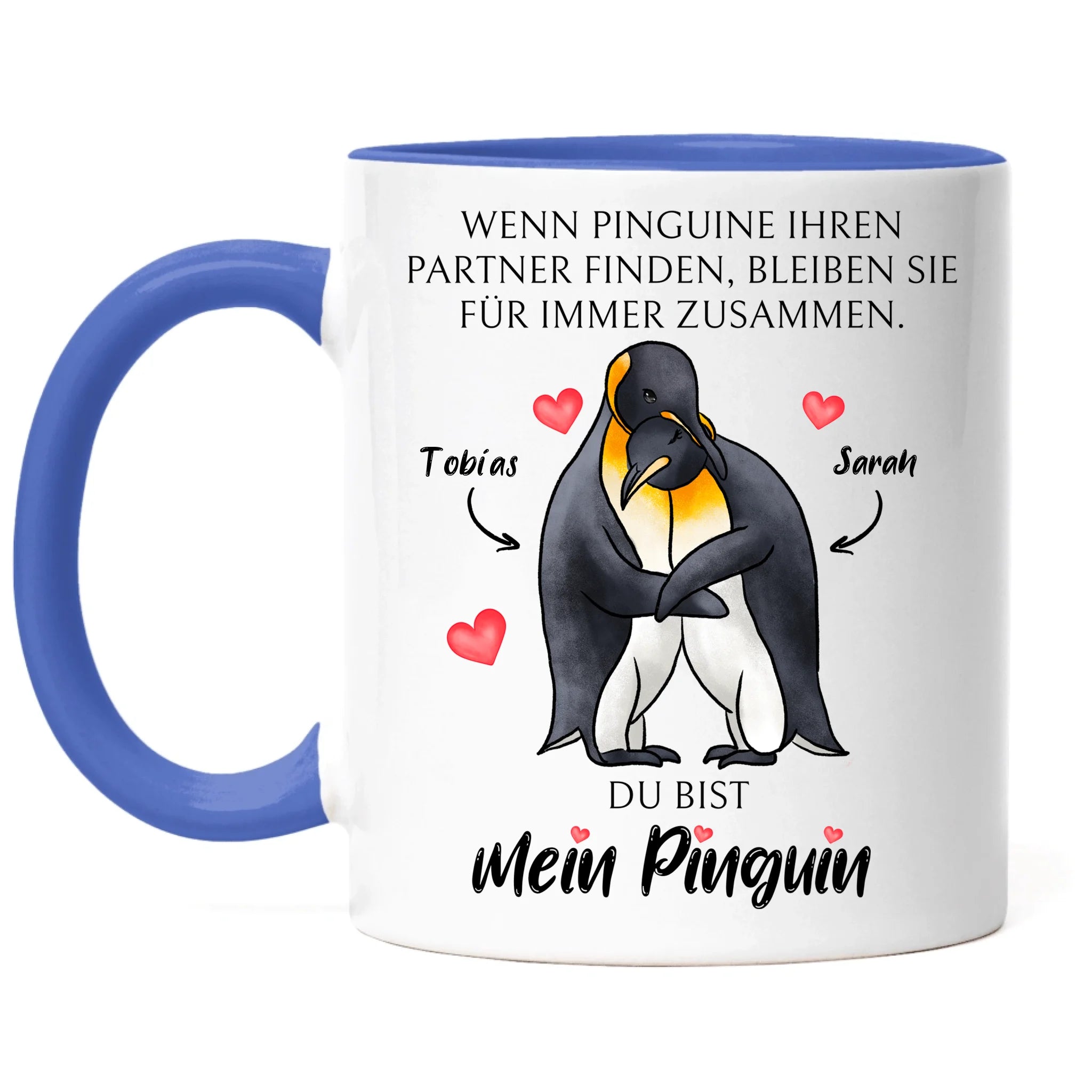 Tasse zum Valentinstag, Personalisiert Geschenk Valentinstag "Wenn Pinguine ihren Partner finden" Geschenk Jahrestag Paar Pärchen