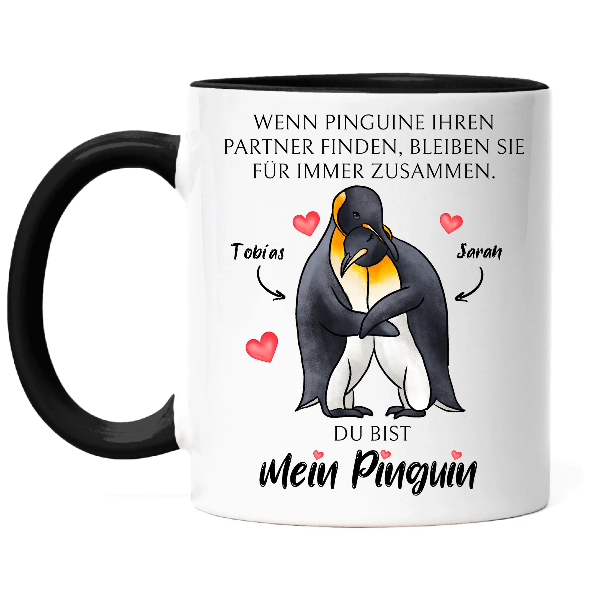 Tasse zum Valentinstag, Personalisiert Geschenk Valentinstag "Wenn Pinguine ihren Partner finden" Geschenk Jahrestag Paar Pärchen