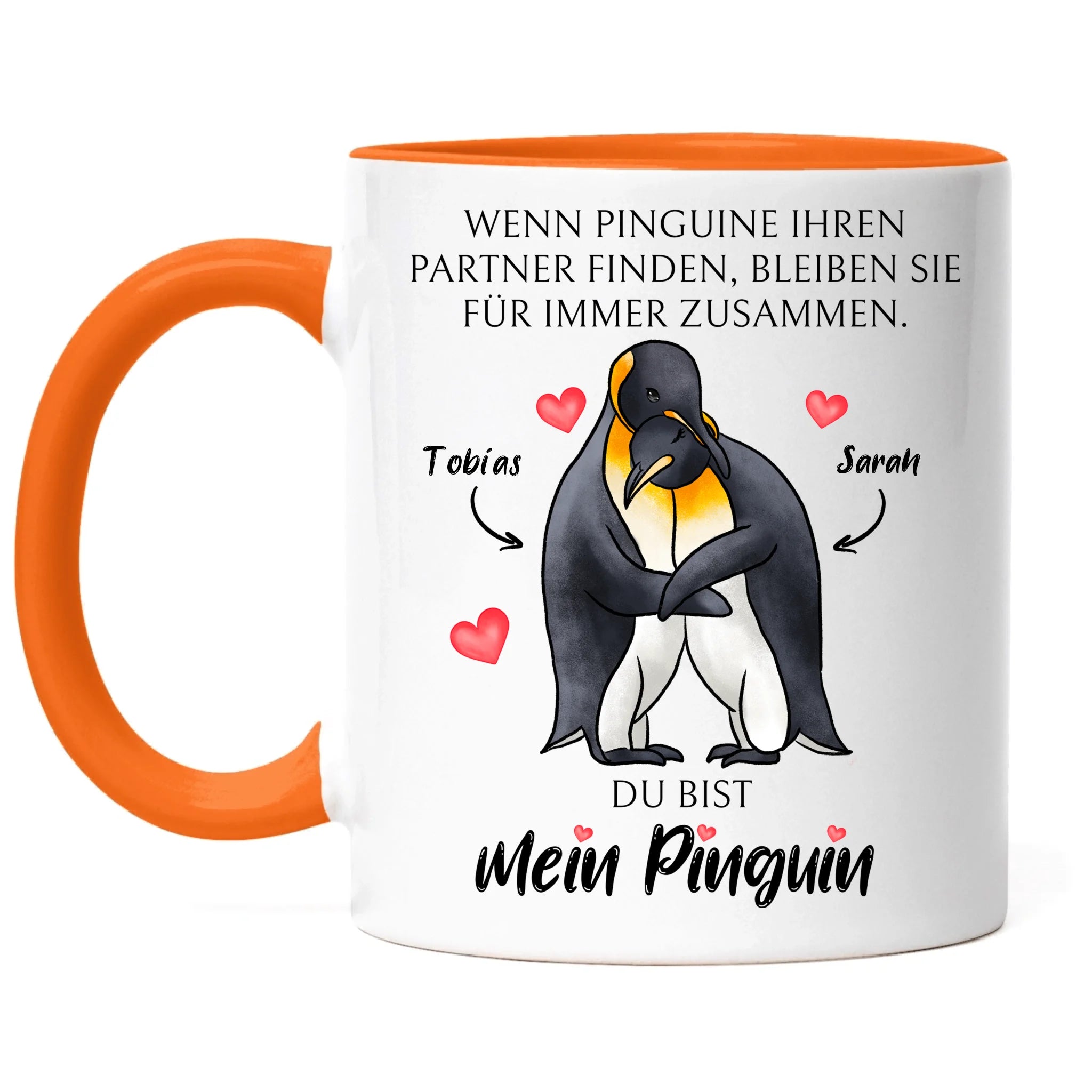 Tasse zum Valentinstag, Personalisiert Geschenk Valentinstag "Wenn Pinguine ihren Partner finden" Geschenk Jahrestag Paar Pärchen